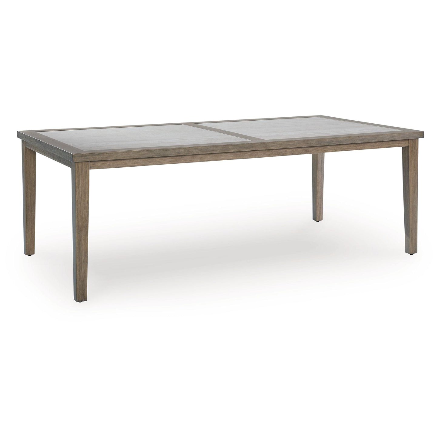 Rainier Ranch - Rectangle Dining Table With Umbrella Option - Brown / Beige
