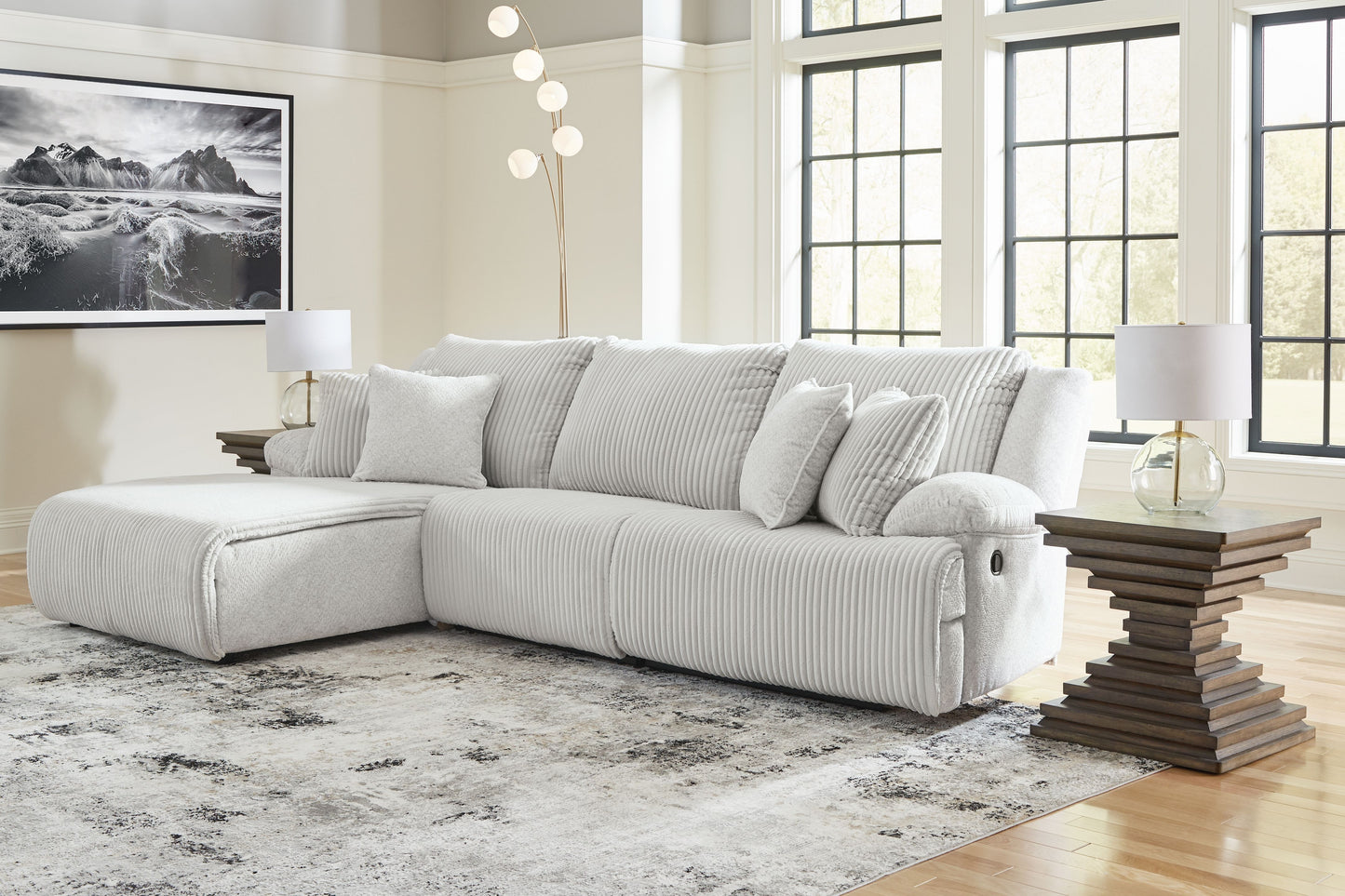 Top Tier - Alloy - 3-Piece Sectional Sofa With LAF Press Back Chaise