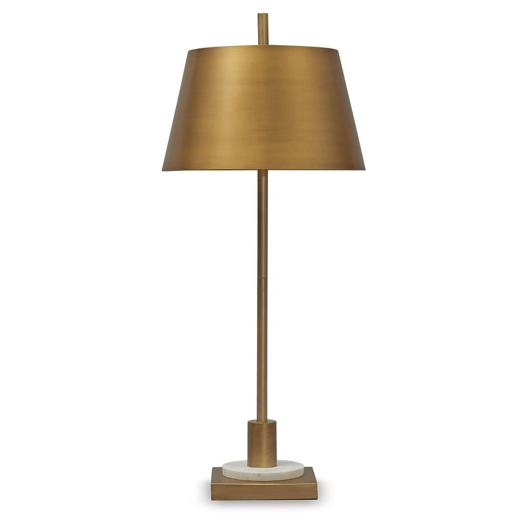 Fritzburn - Gold Finish / White - Metal Table Lamp