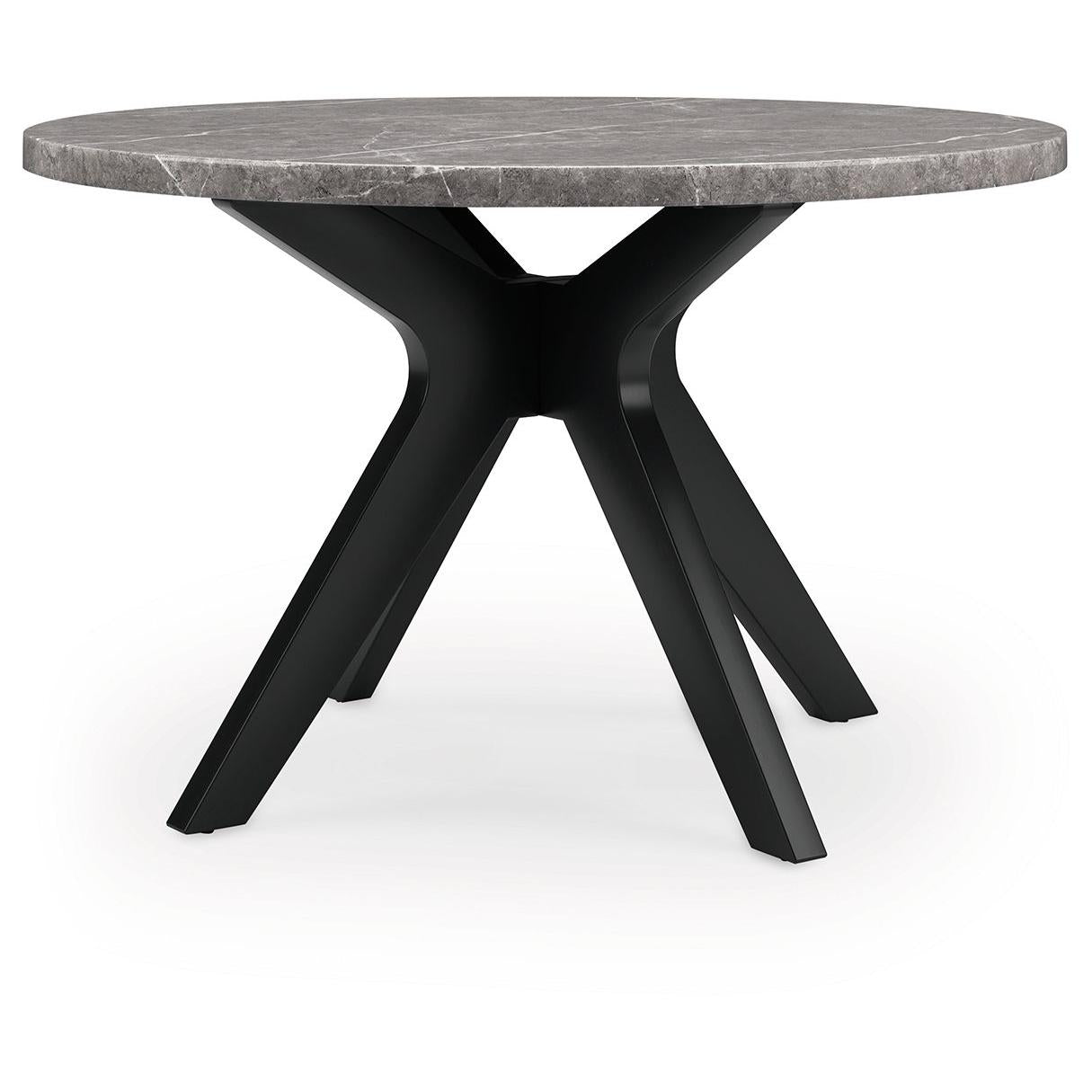 Glinari - Round Dining Room Table - Taupe / Black