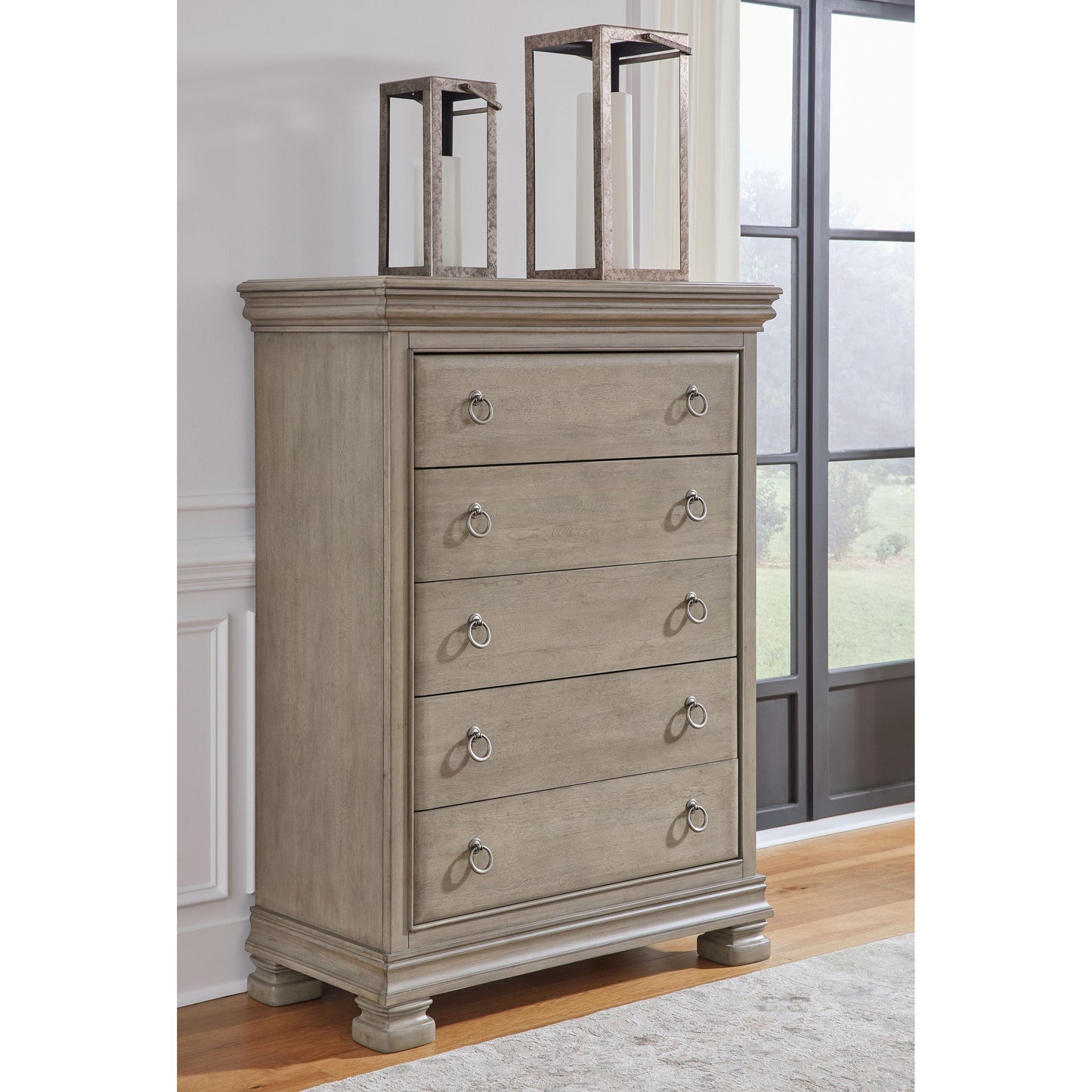 Lexorne - Gray - Five Drawer Chest