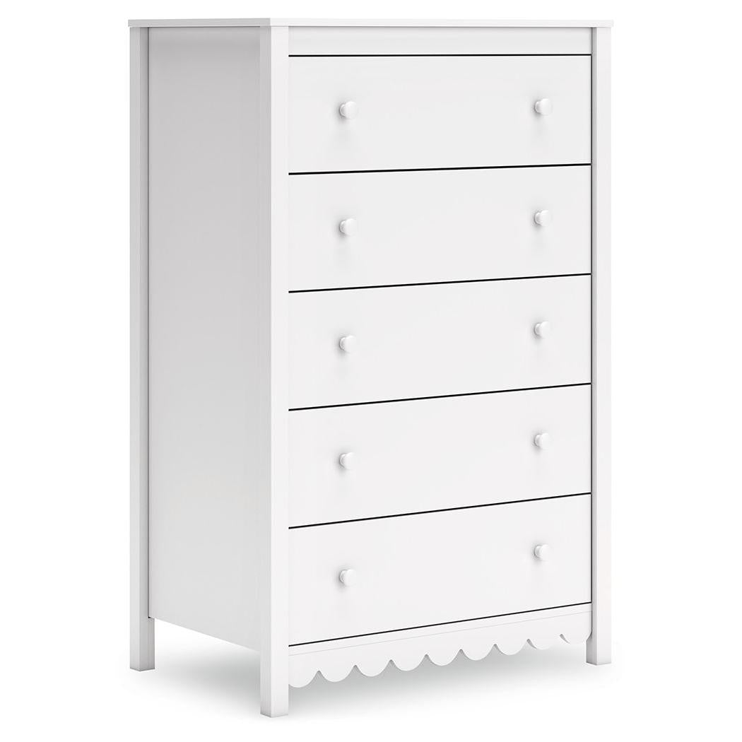 Hallityn - White - Five Drawer Chest