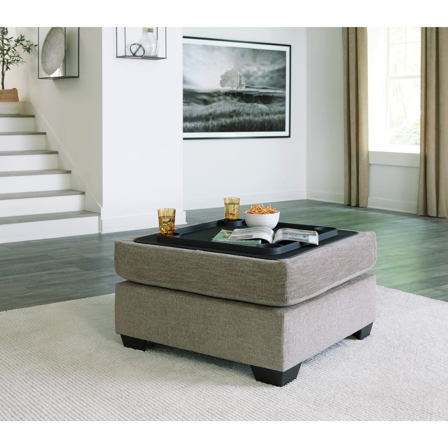 CRESWELL OTTOMAN WITH STORAGE - STONE