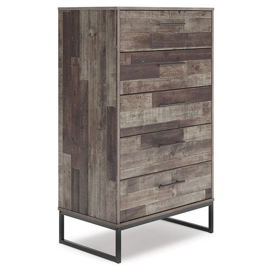 Neilsville - Black / Gray - Five Drawer Chest