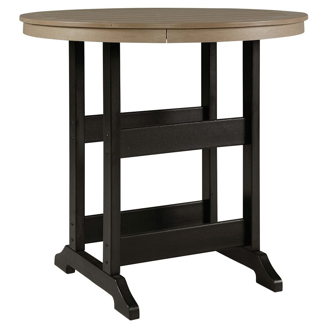 Fairen Trail - Black / Driftwood - Round Bar Table W/Umb Opt
