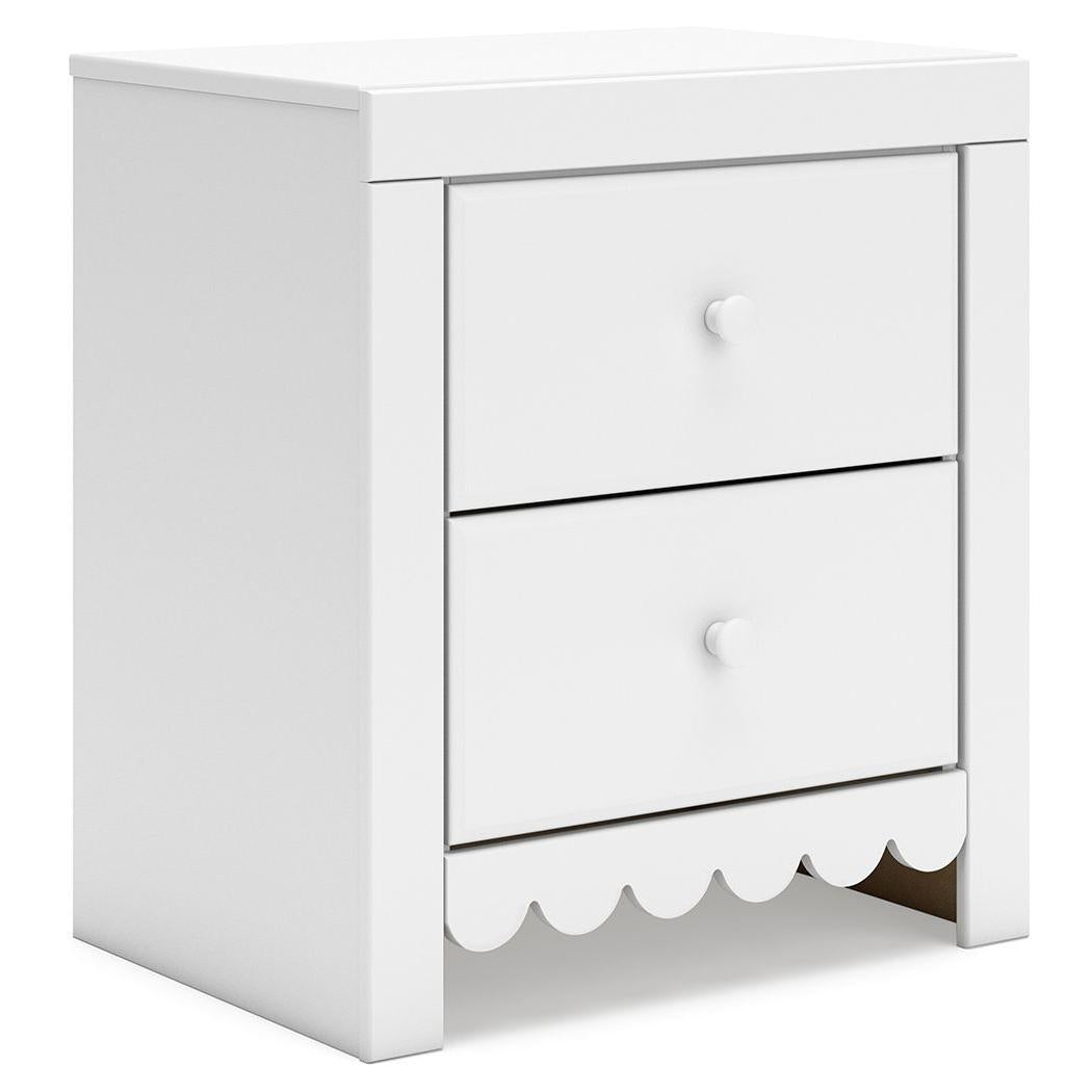 Mollviney - White - Two Drawer Night Stand