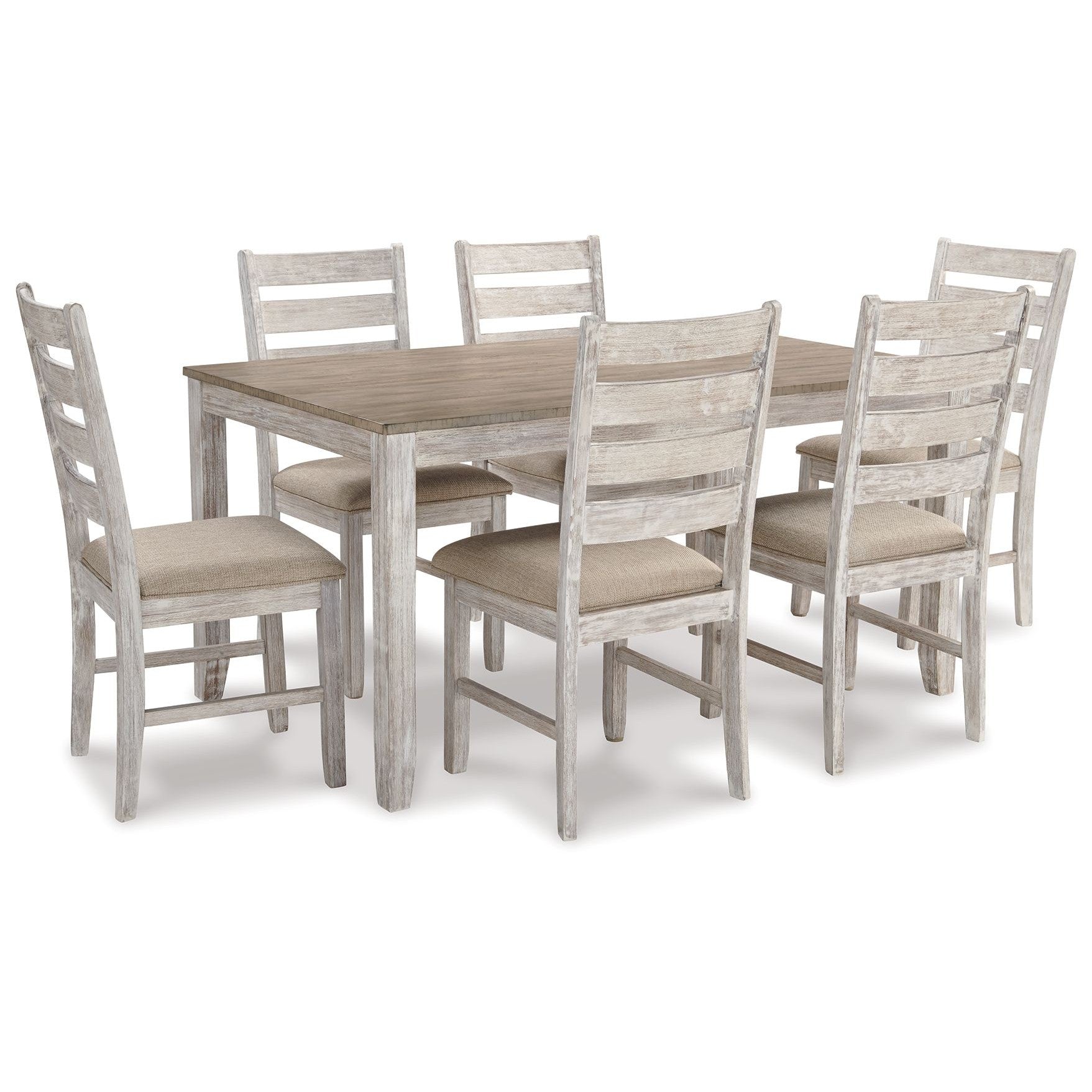 Skempton - White - Dining Room Table Set (Set of 7)