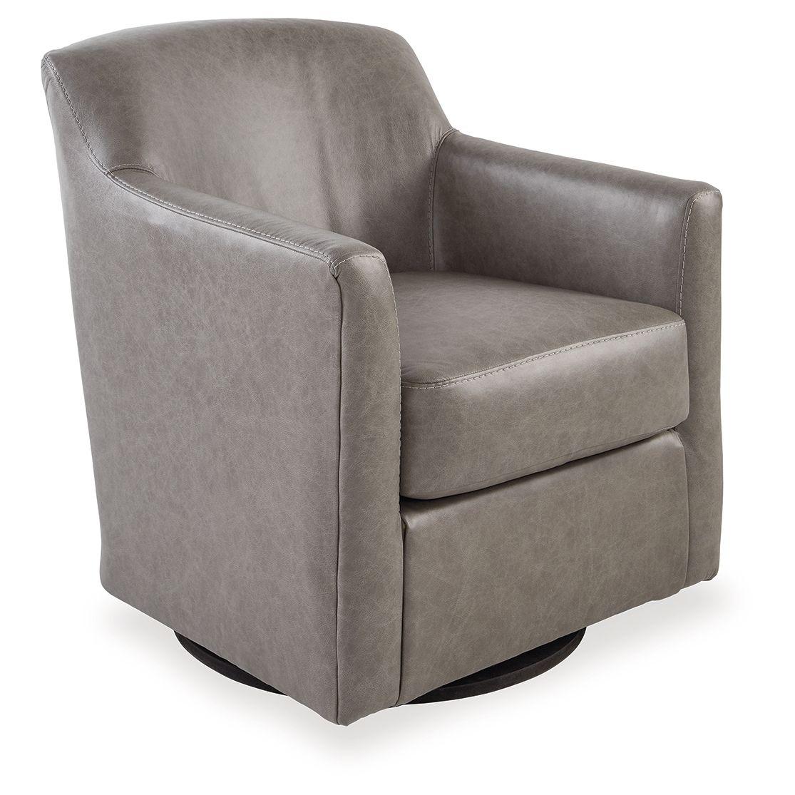Bradney - Fossil - Swivel Accent Chair - Leather Match