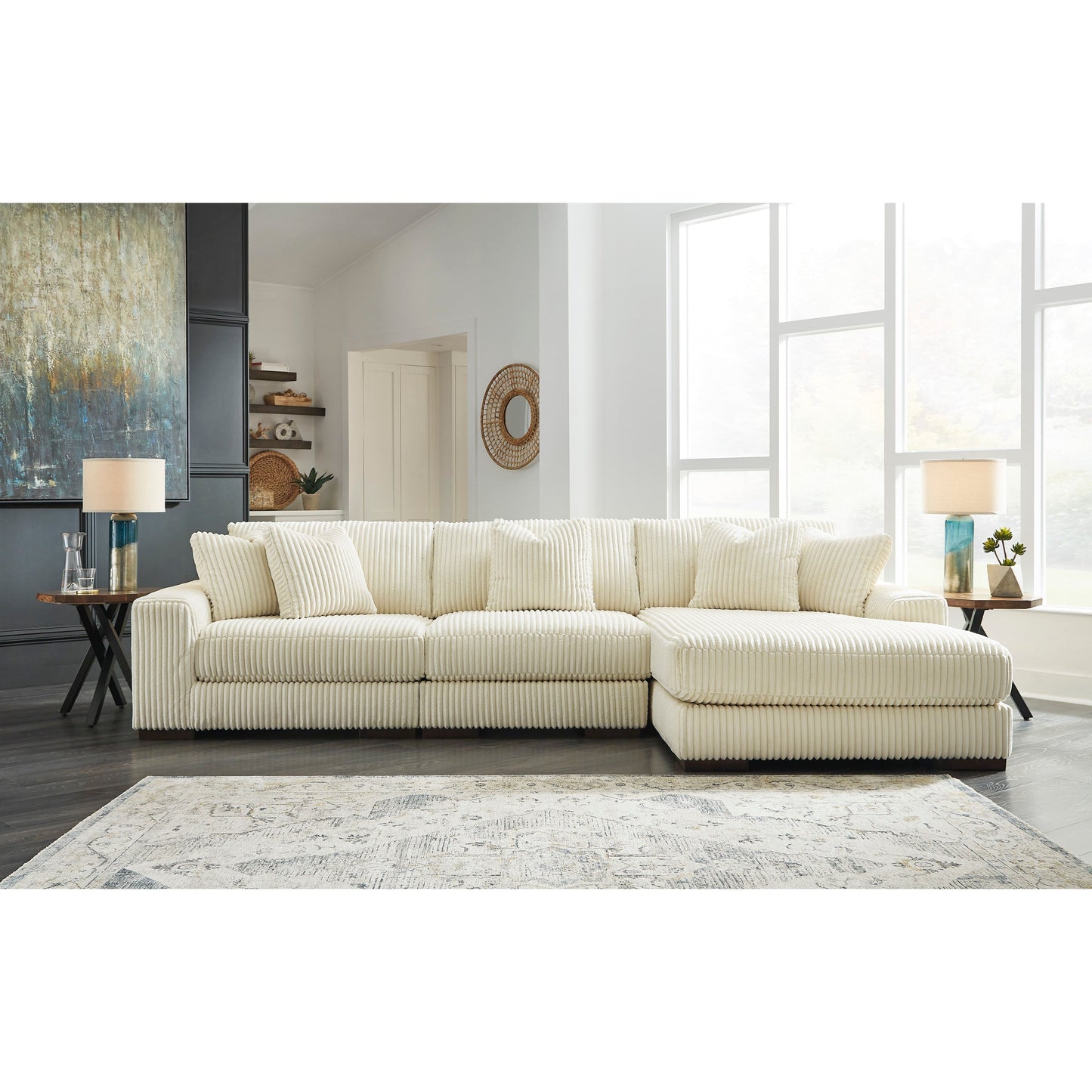 LINDYN 3 PIECE SECTIONAL WITH CHAISE- IVORY