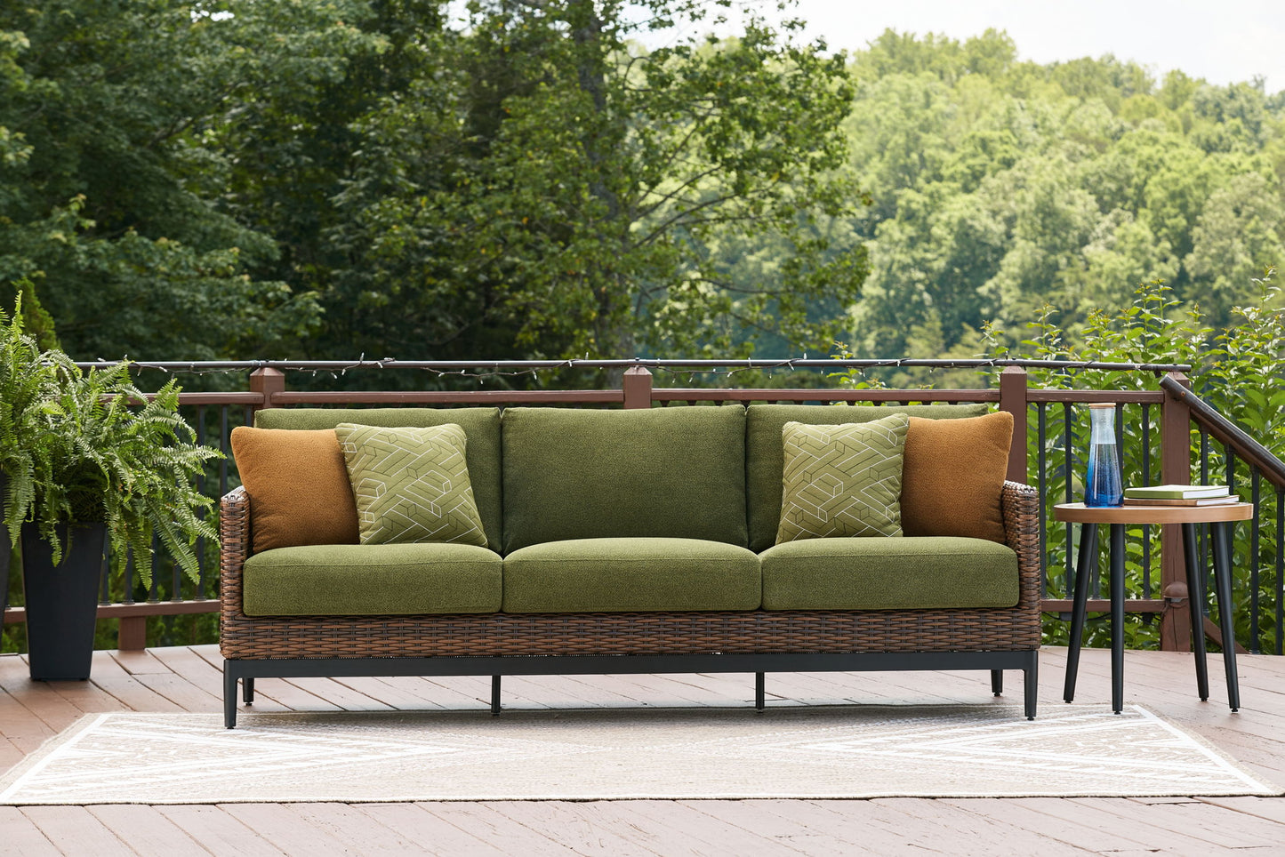 Horizon Hall - Sofa With Cushion - Brown / Green - Fraser Furniture & Mattresses