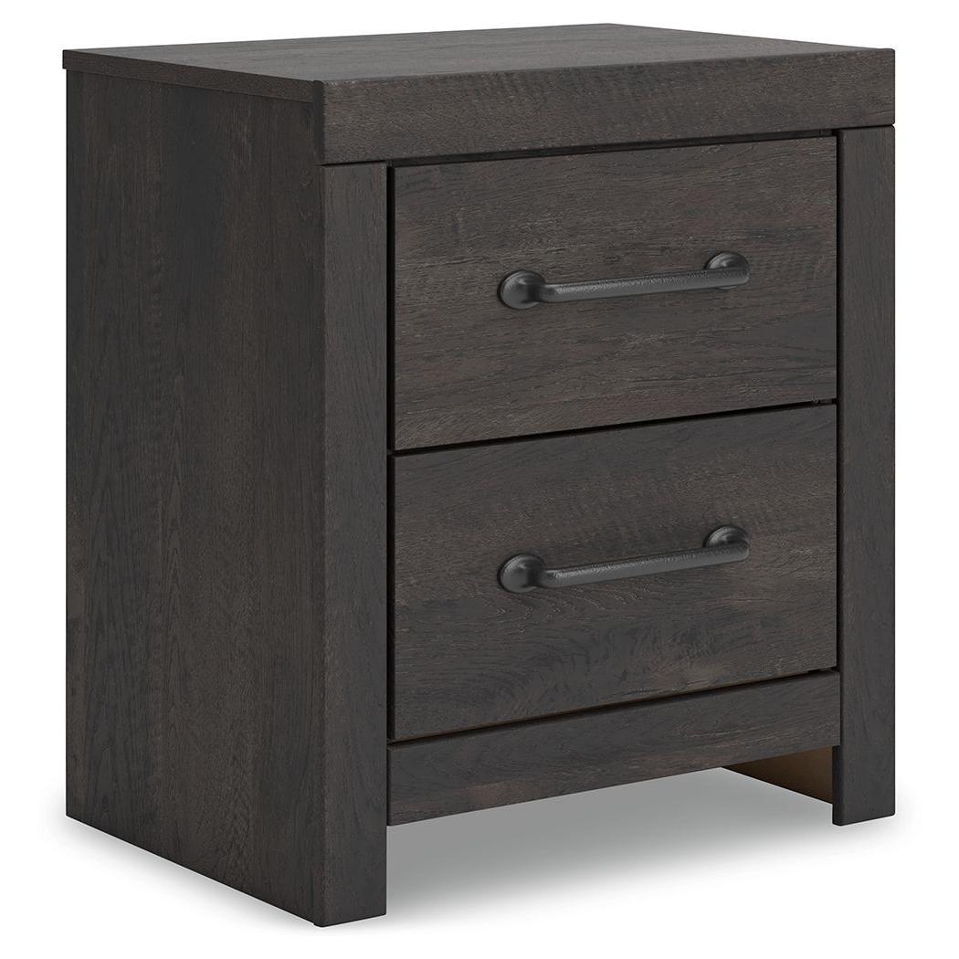Hollivern - Dark Gray - Two Drawer Night Stand