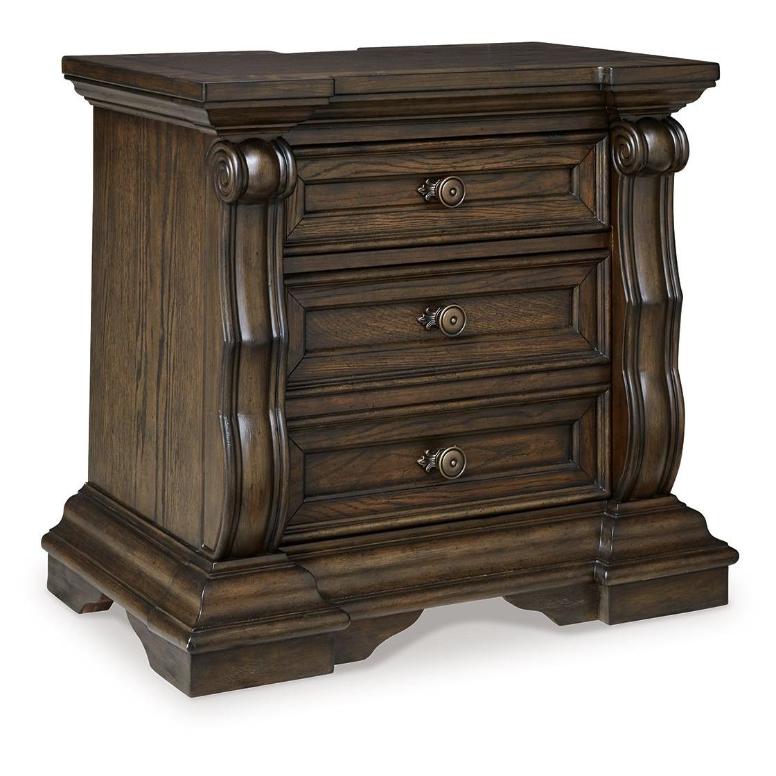 Maylee - Dark Brown - Three Drawer Night Stand