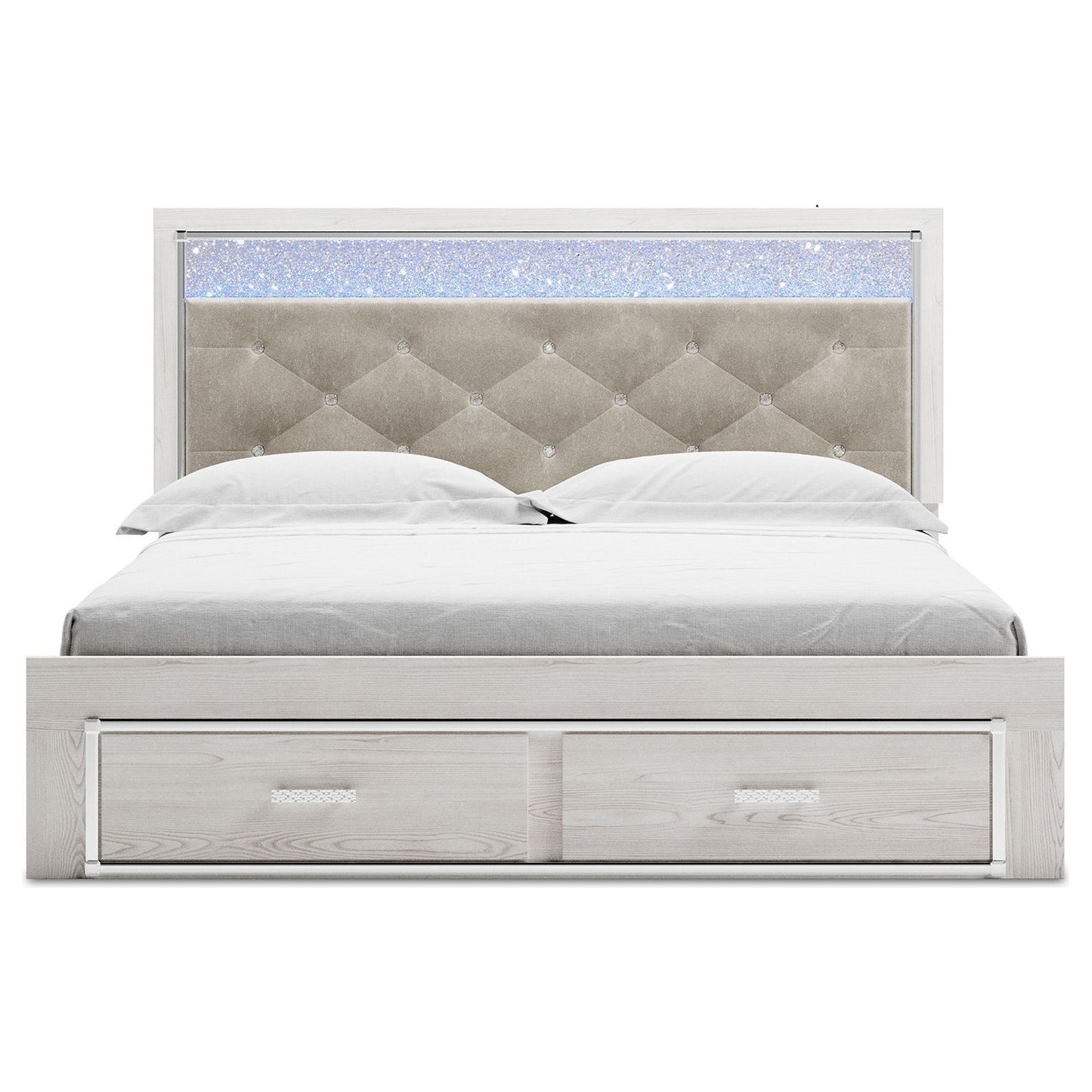 Altyra - White - King Upholstered Storage Bed