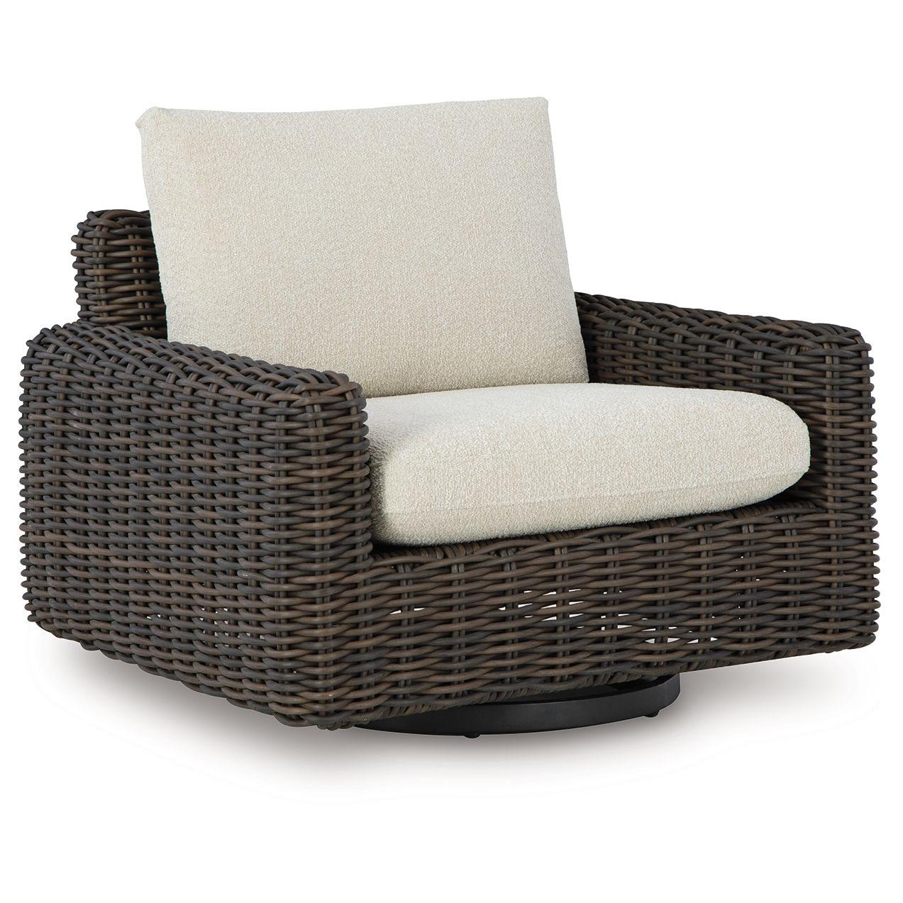 Kimora - Beige / Dark Brown - Swivel Glider Lounge With Cushion
