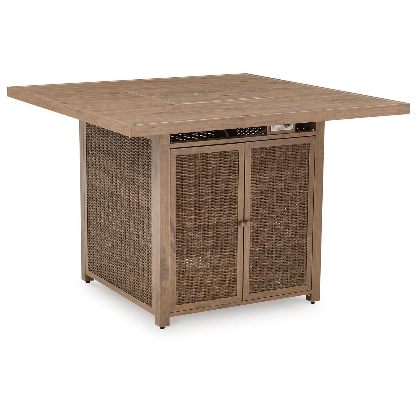 Walton Bridge - Driftwood - Square Bar Table W/Fire Pit