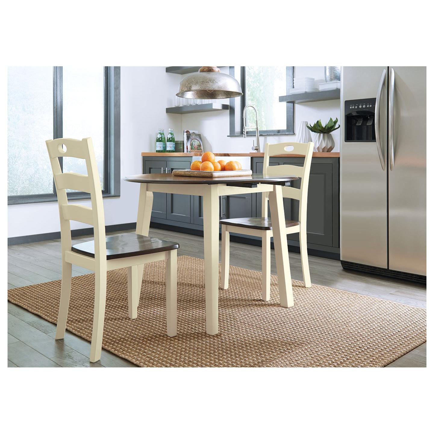 Woodanville - Cream / Brown - Round Drm Drop Leaf Table
