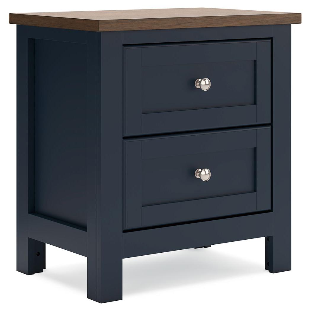 Landocken - Two Drawer Night Stand - Brown / Blue