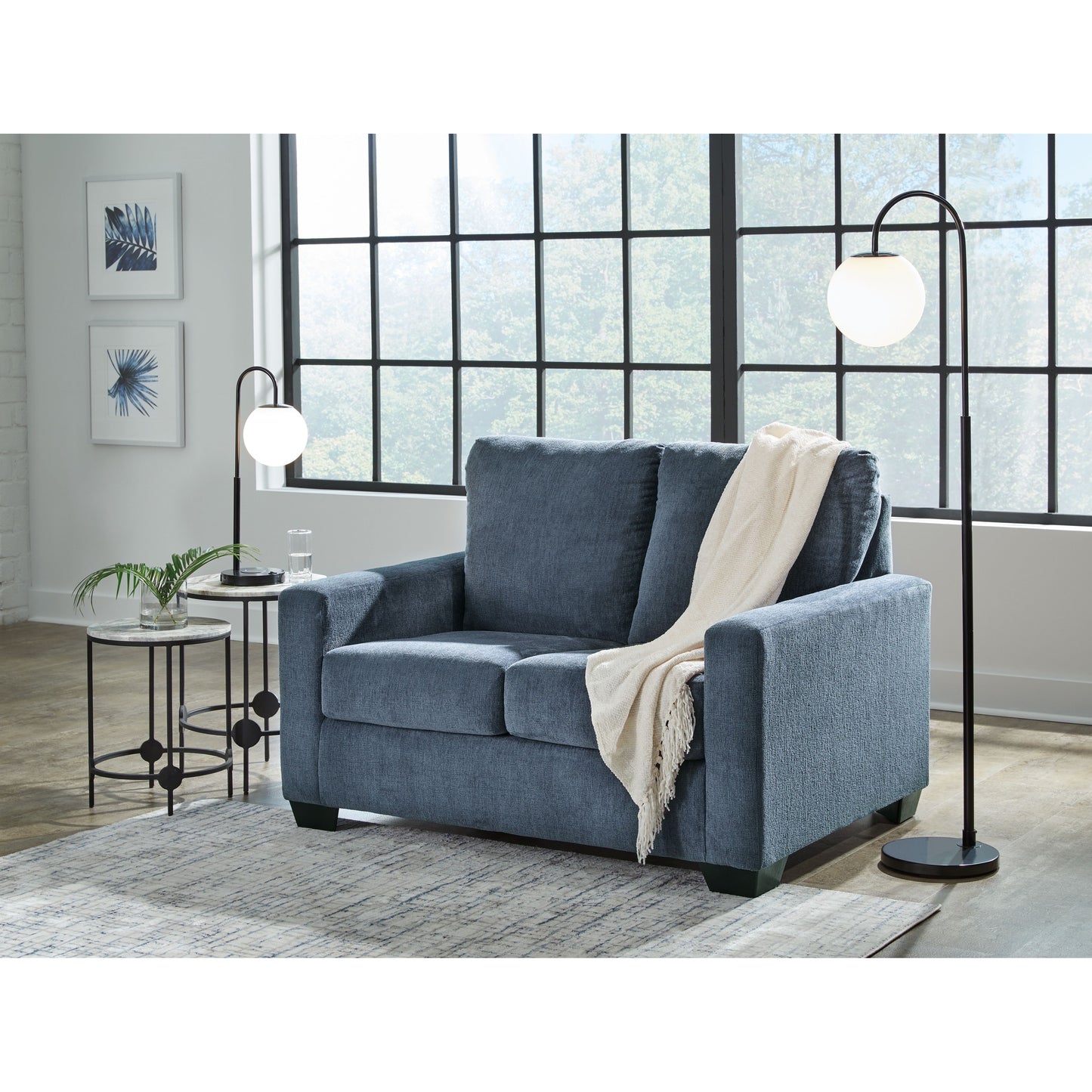 Rannis - Navy - Twin Sofa Sleeper - Fabric
