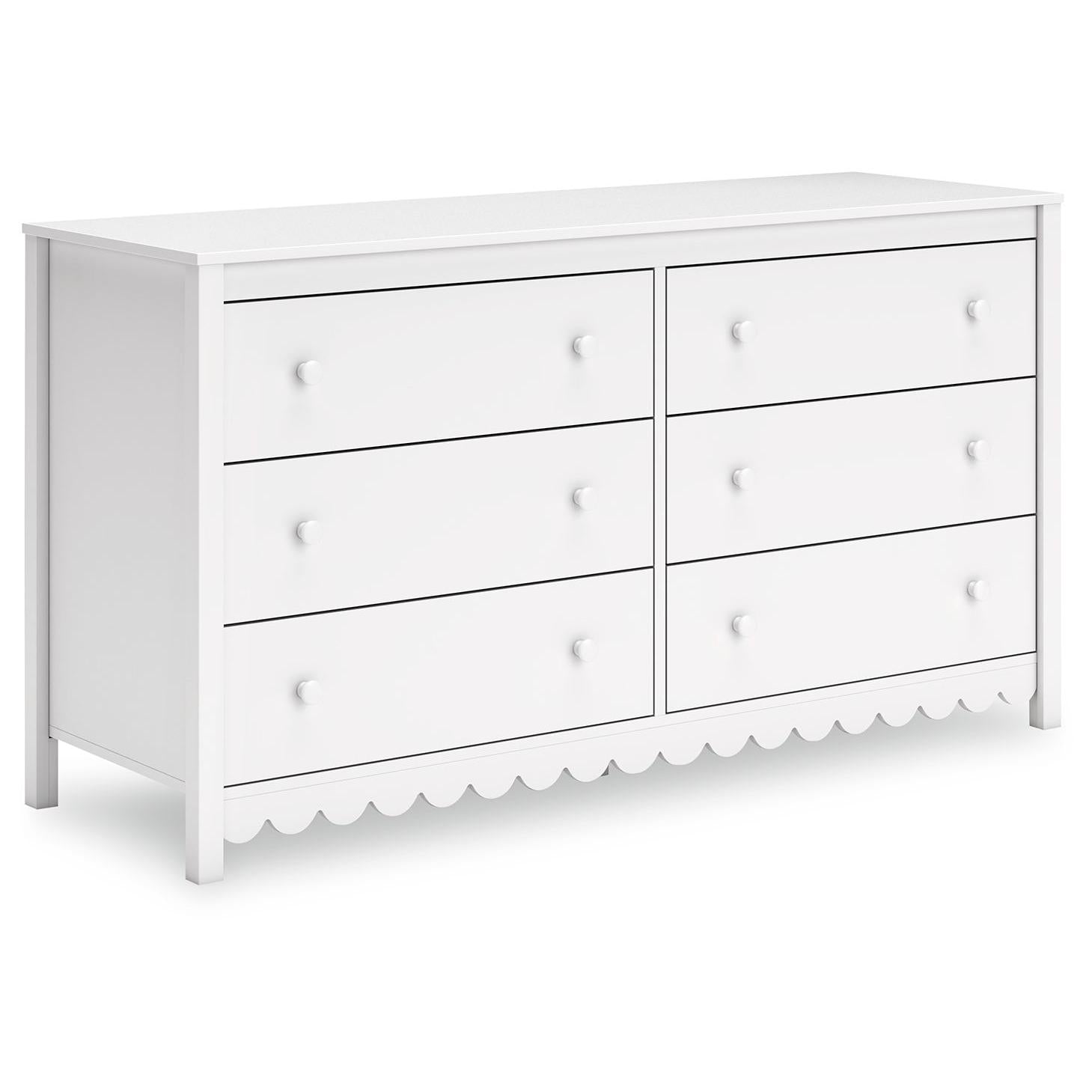 Hallityn - White - Six Drawer Dresser