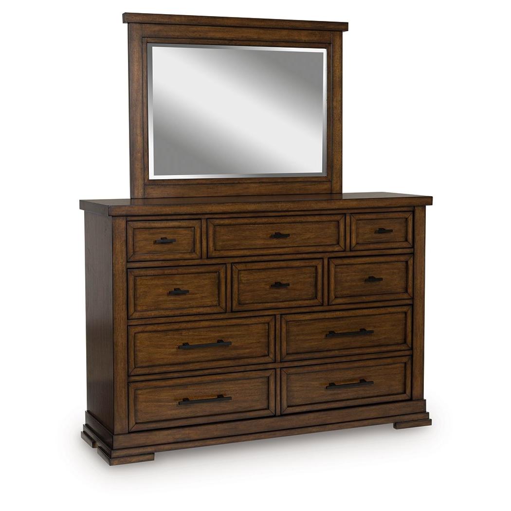 Taffenbrook - Medium Brown - Dresser And Mirror