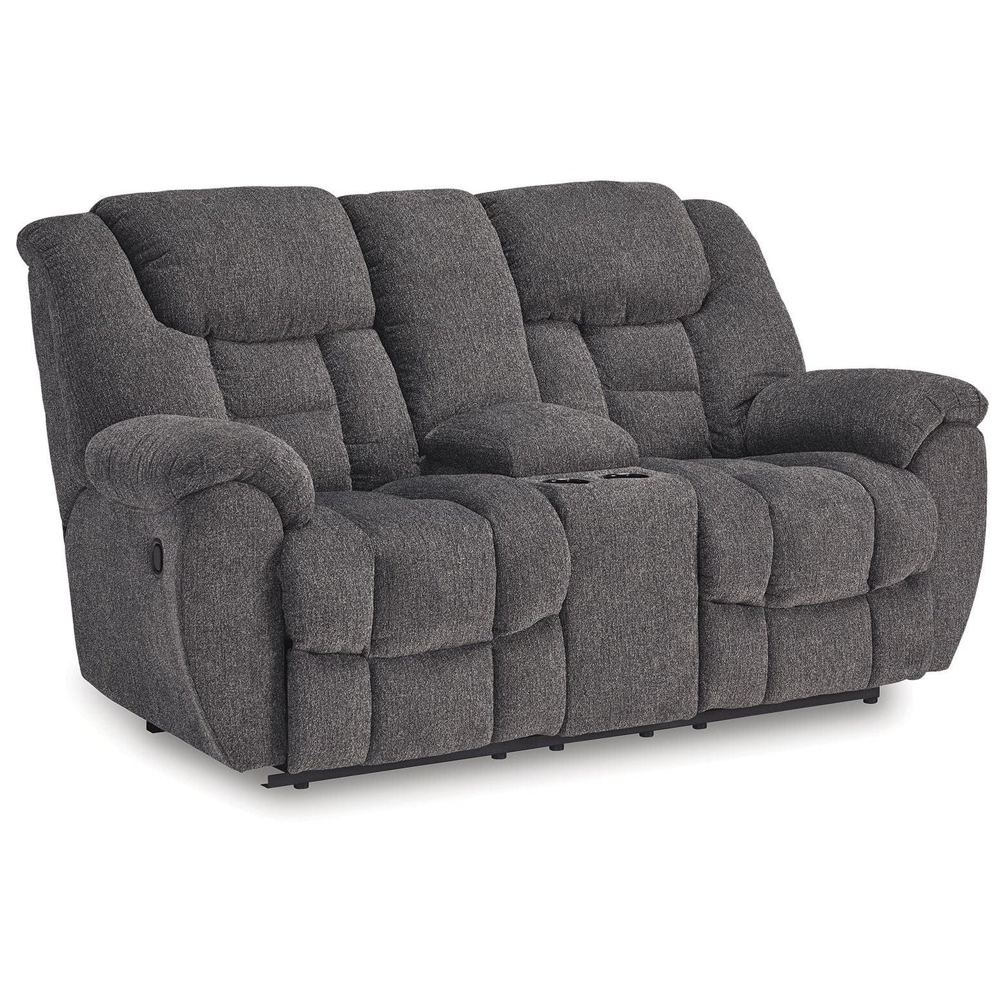 Foreside - Charcoal - Dbl Reclining Loveseat With Console - Fabric