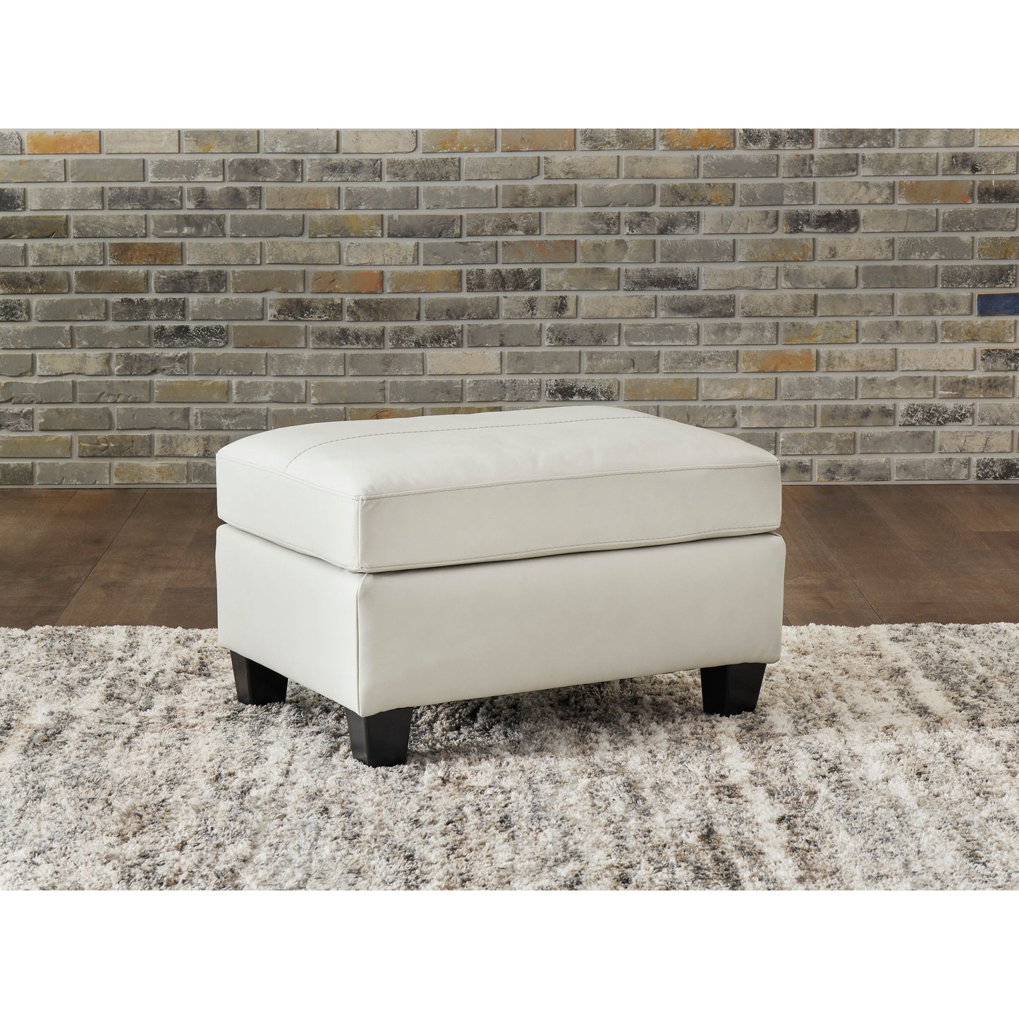 GENOA LEATHER OTTOMAN - COCONUT