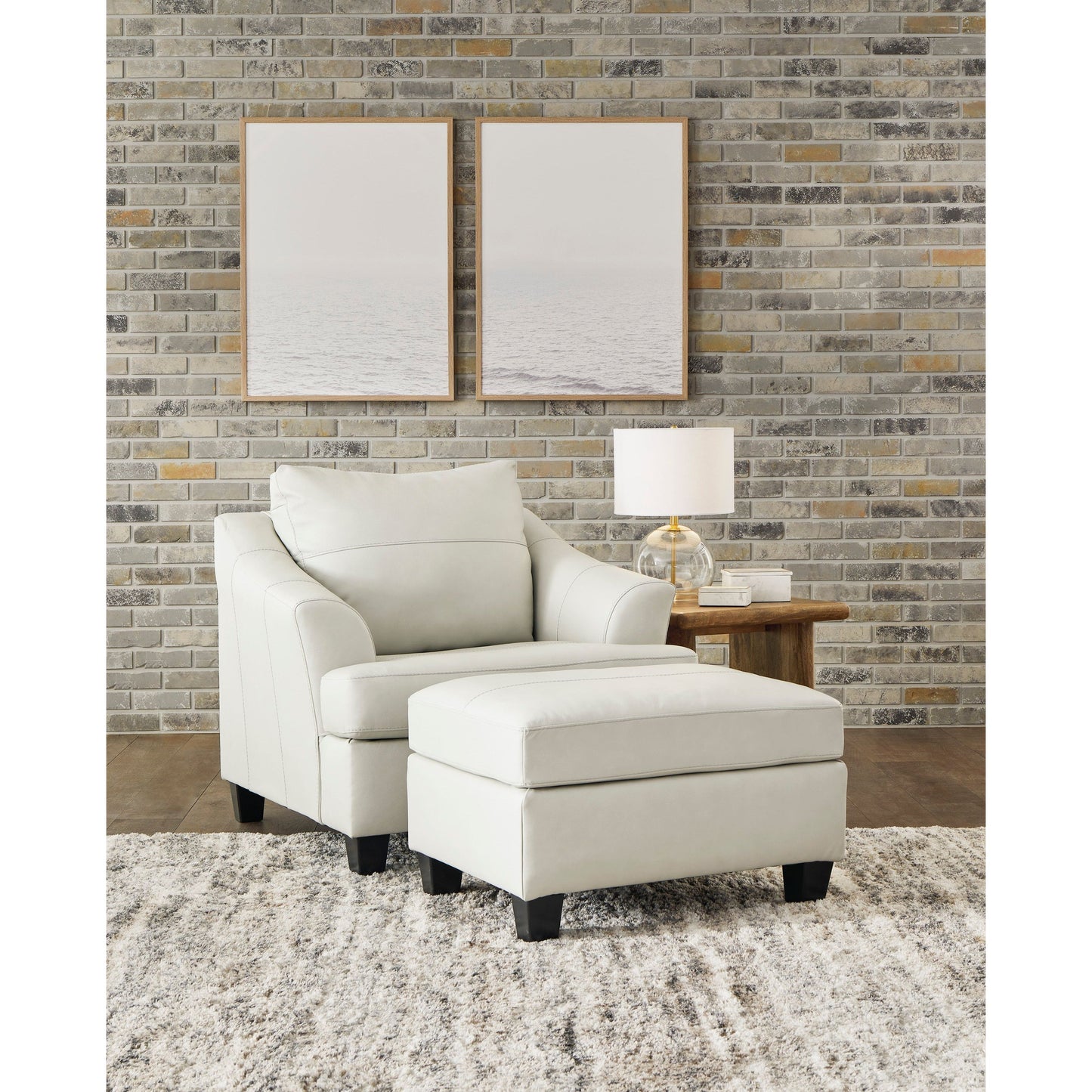 GENOA LEATHER OTTOMAN - COCONUT