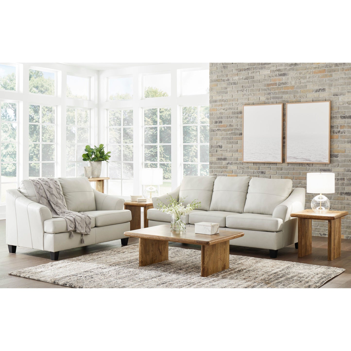 GENOA LEATHER SOFA - COCONUT