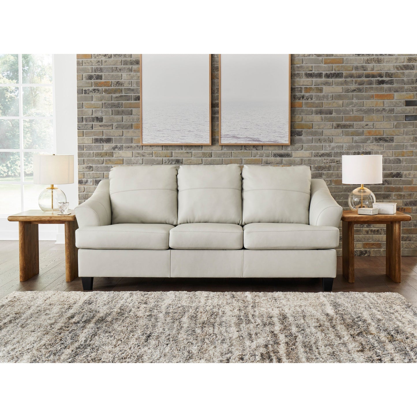 GENOA LEATHER SOFA - COCONUT
