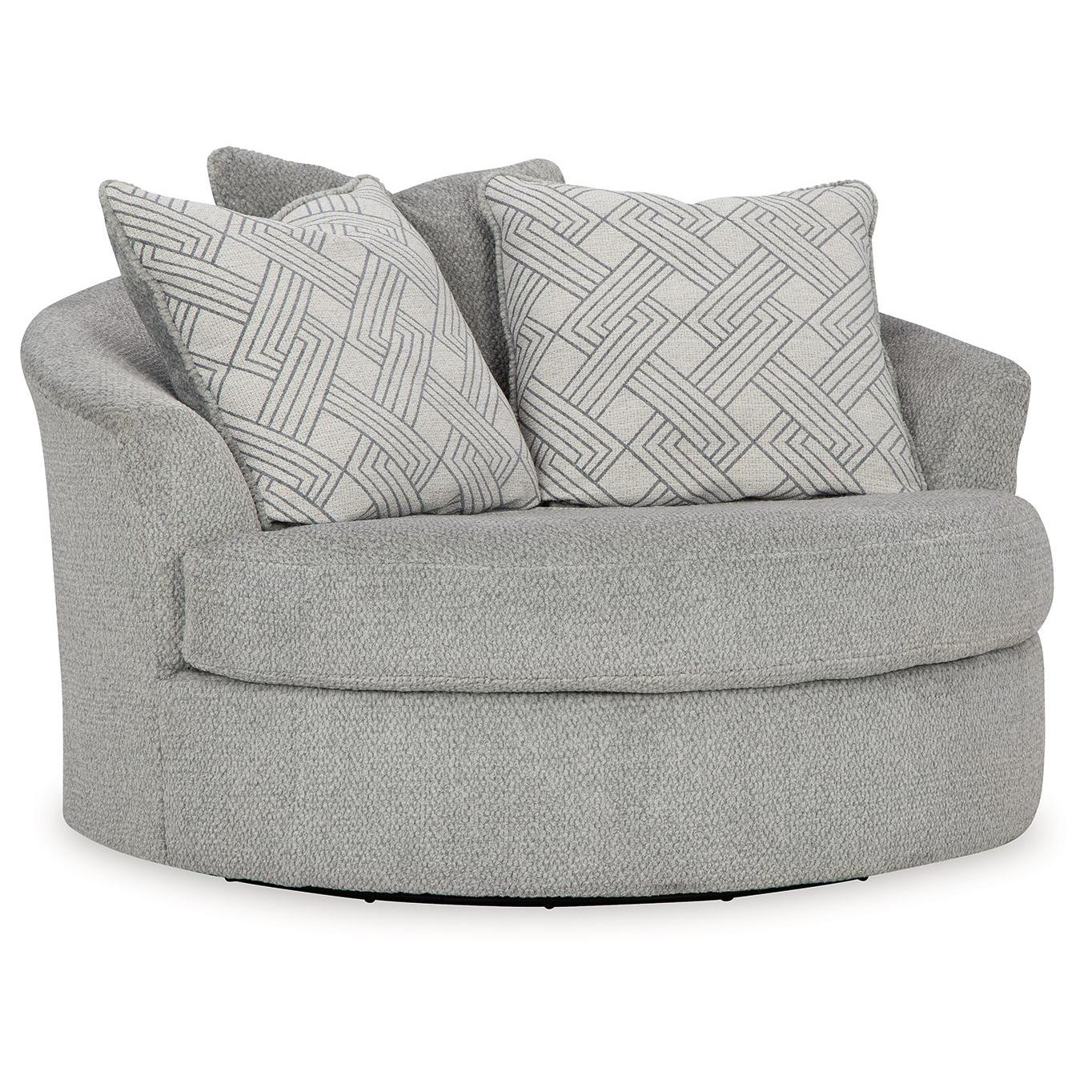 Casselbury - Cement - Oversized Swivel Accent Chair - Fabric