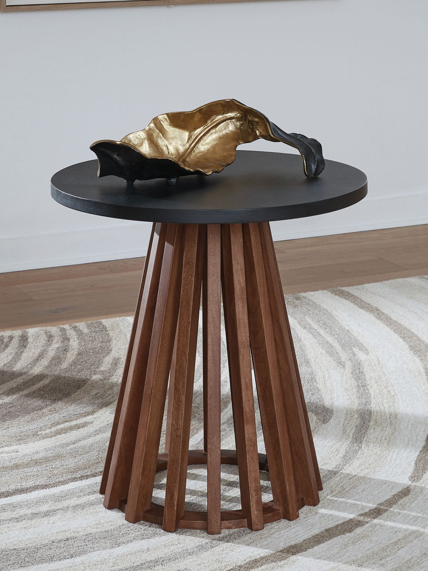 Kallari - Warm Brown / Black - Round End Table