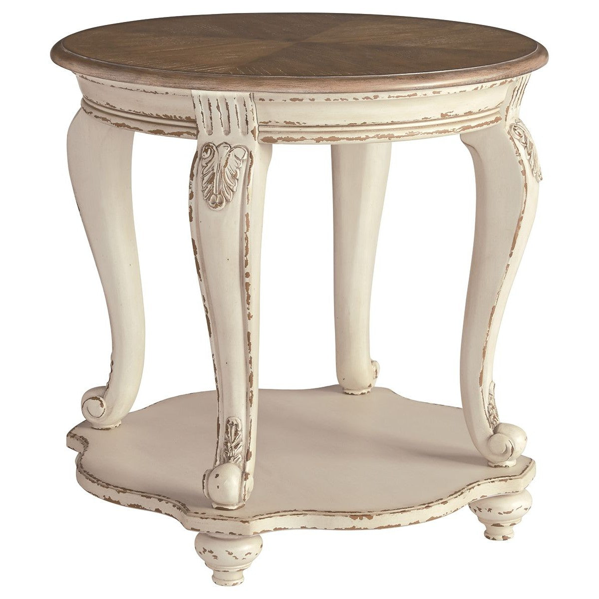 Realyn - White / Brown - Round End Table