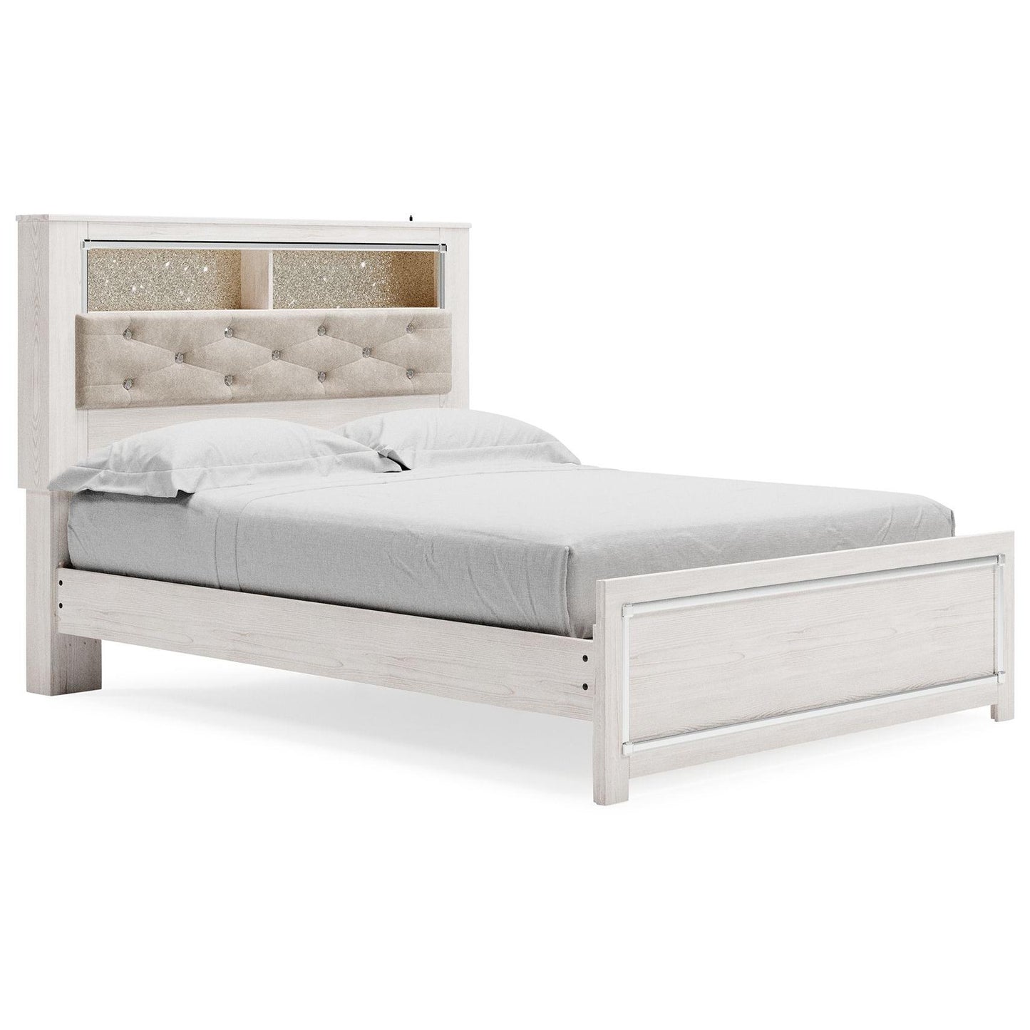 Altyra - White - Queen Panel Bookcase Bed With Roll Slats