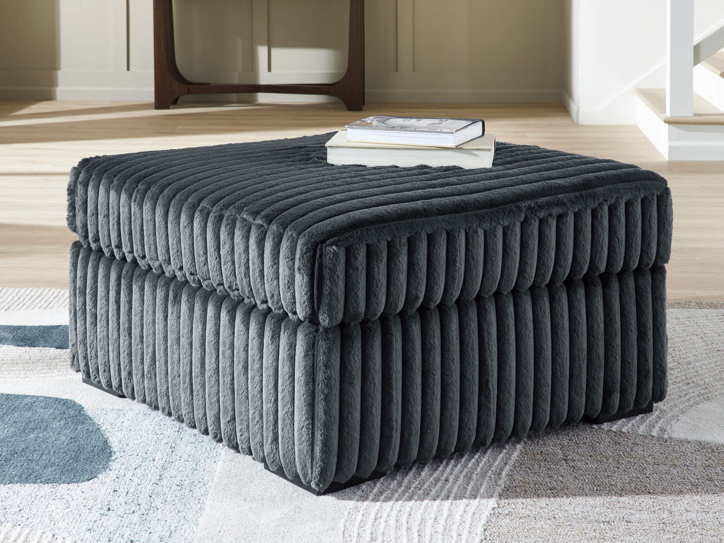 Midnight-Madness - Oversized Accent Ottoman - Gunmetal