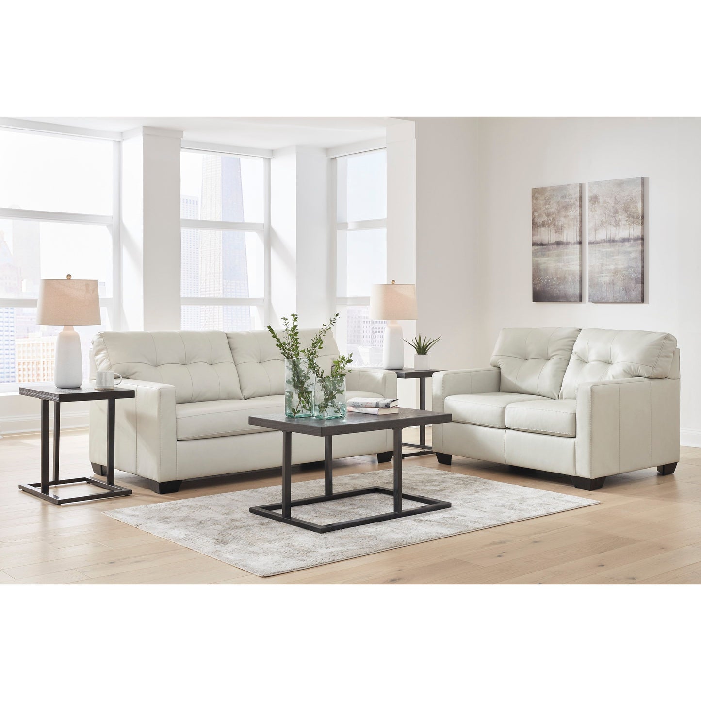BELZIANI LEATHER SOFA - COCONUT