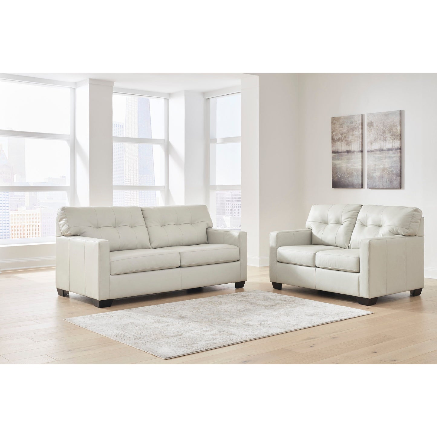 BELZIANI LEATHER SOFA - COCONUT
