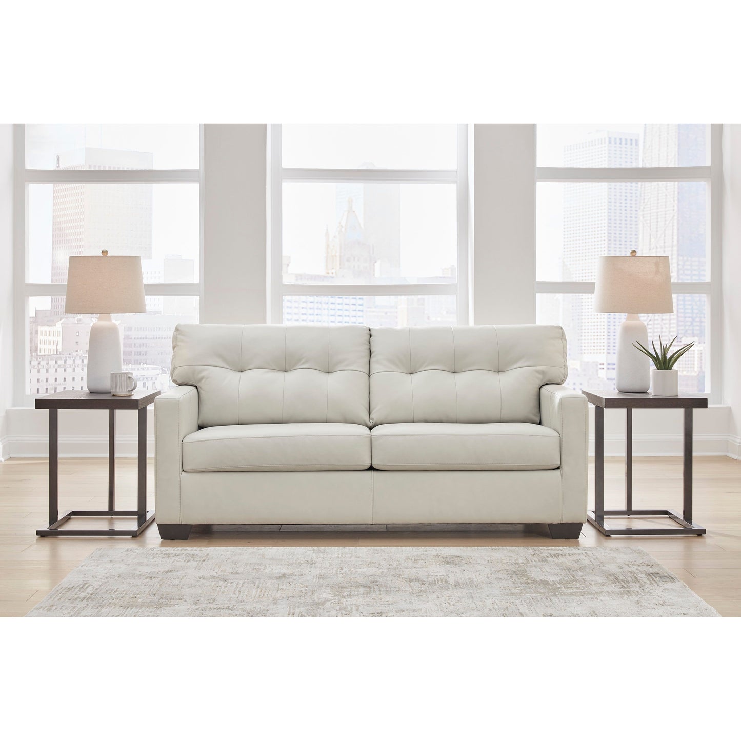 BELZIANI LEATHER SOFA - COCONUT