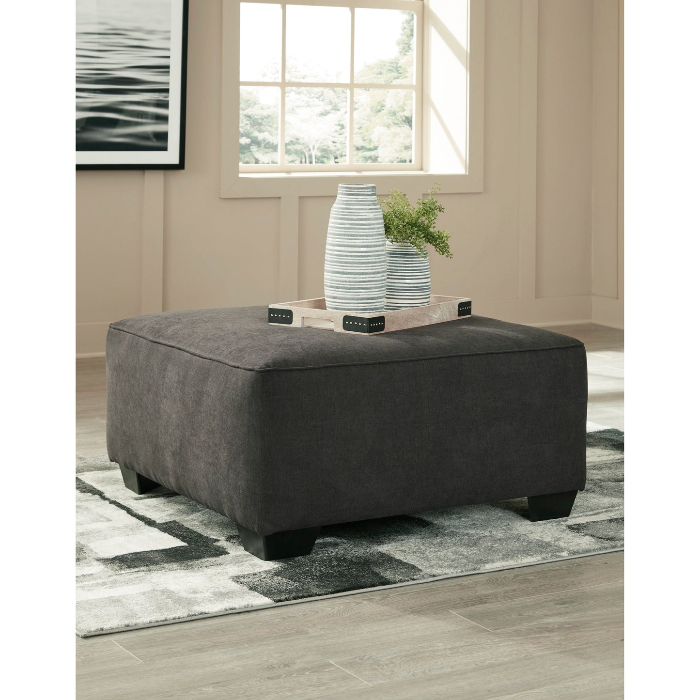 LUCINA OVERSIZED ACCENT OTTOMAN - CHARCOAL