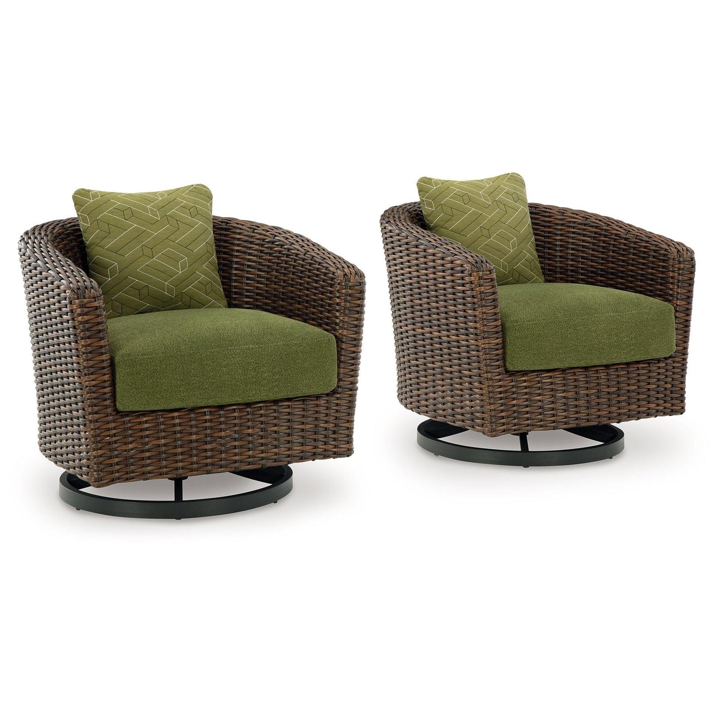 Horizon Hall - Brown / Green - Swivel Lounge With Cushion