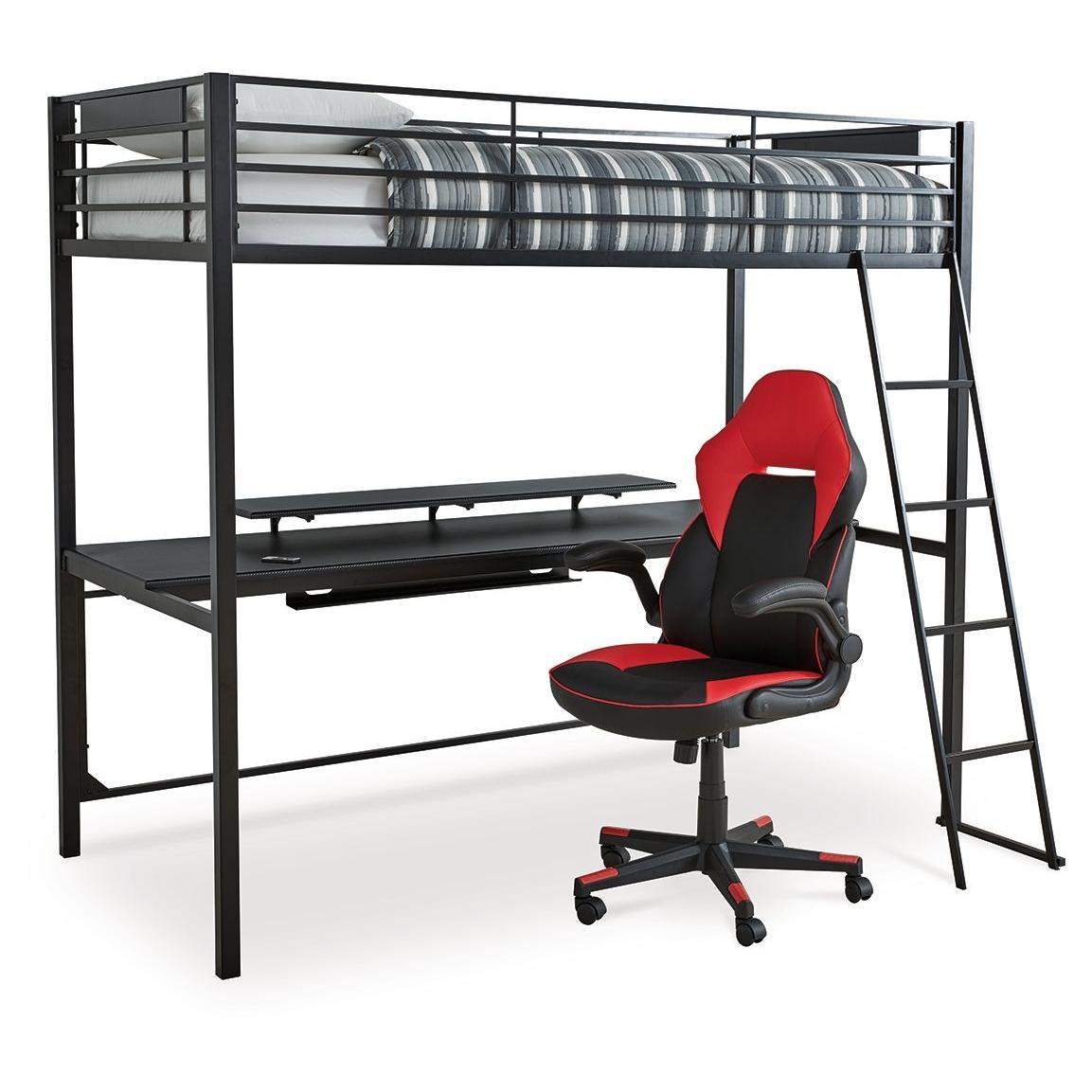 Broshard - Black - Twin Loft Bed With Desk