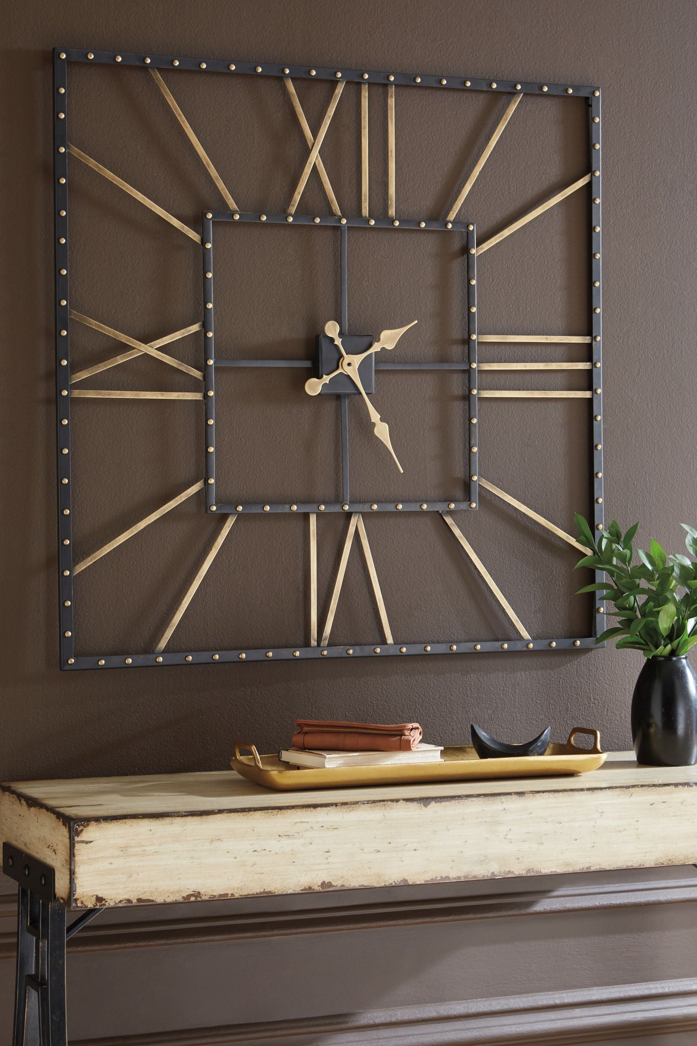Thames - Wall Clock - Black / Gold Finish - Fraser Furniture & Mattresses