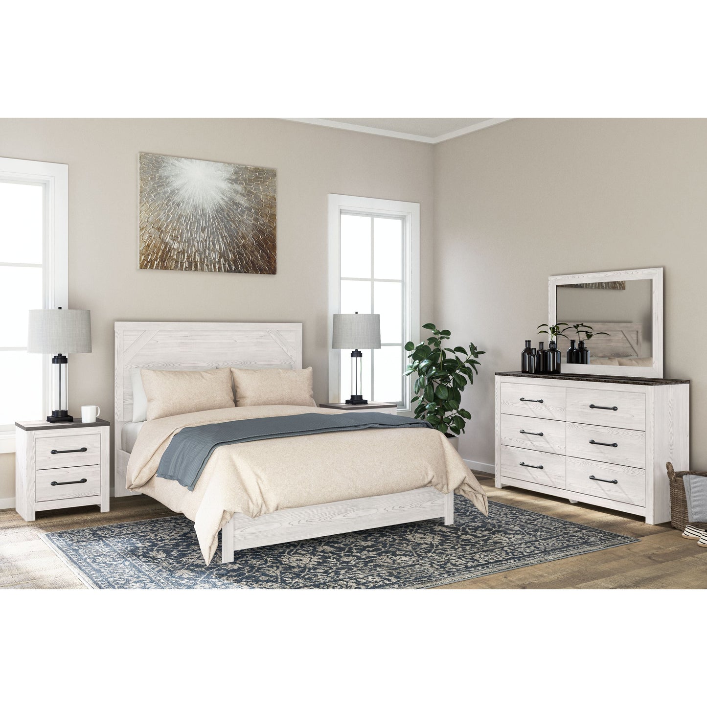 Gerridan - White / Gray - Two Drawer Night Stand
