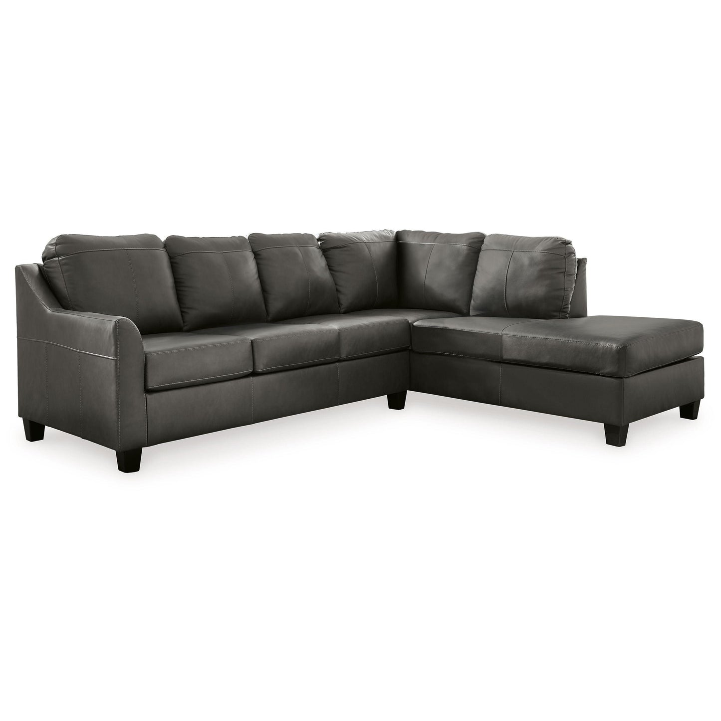 Valderno - Fog - 2-Piece Sectional With Raf Corner Chaise - Leather Match