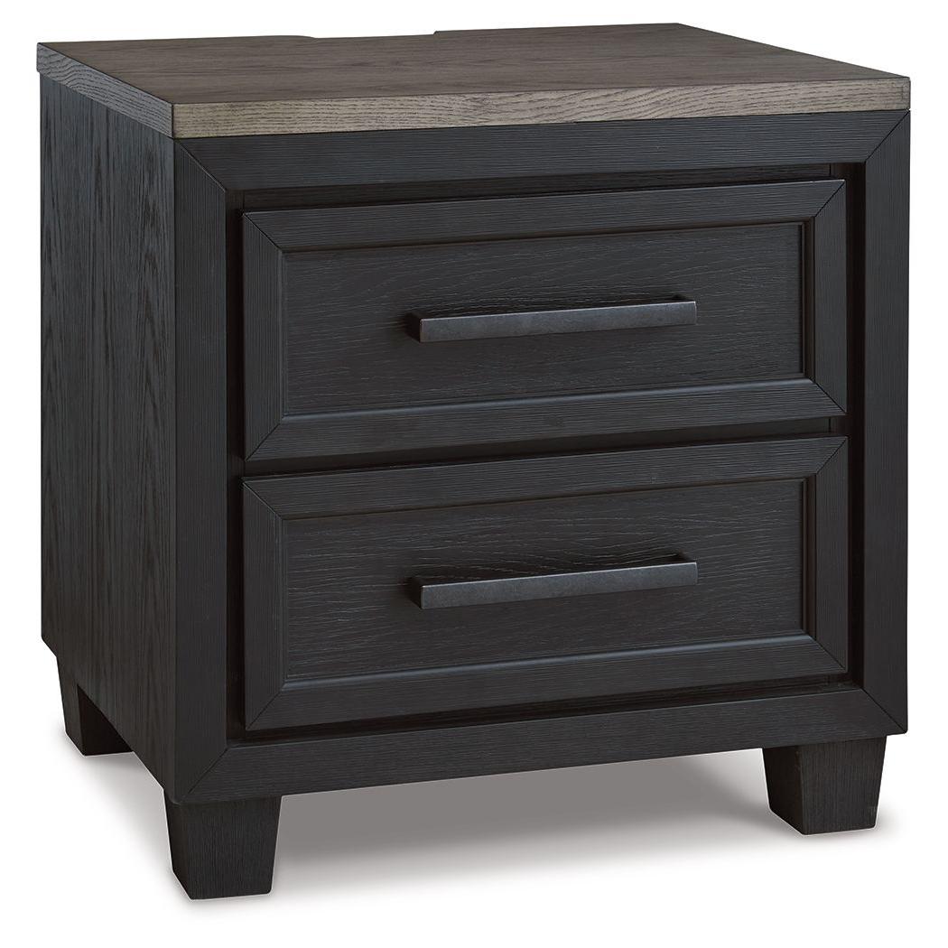 Foyland - Black / Brown - Two Drawer Night Stand