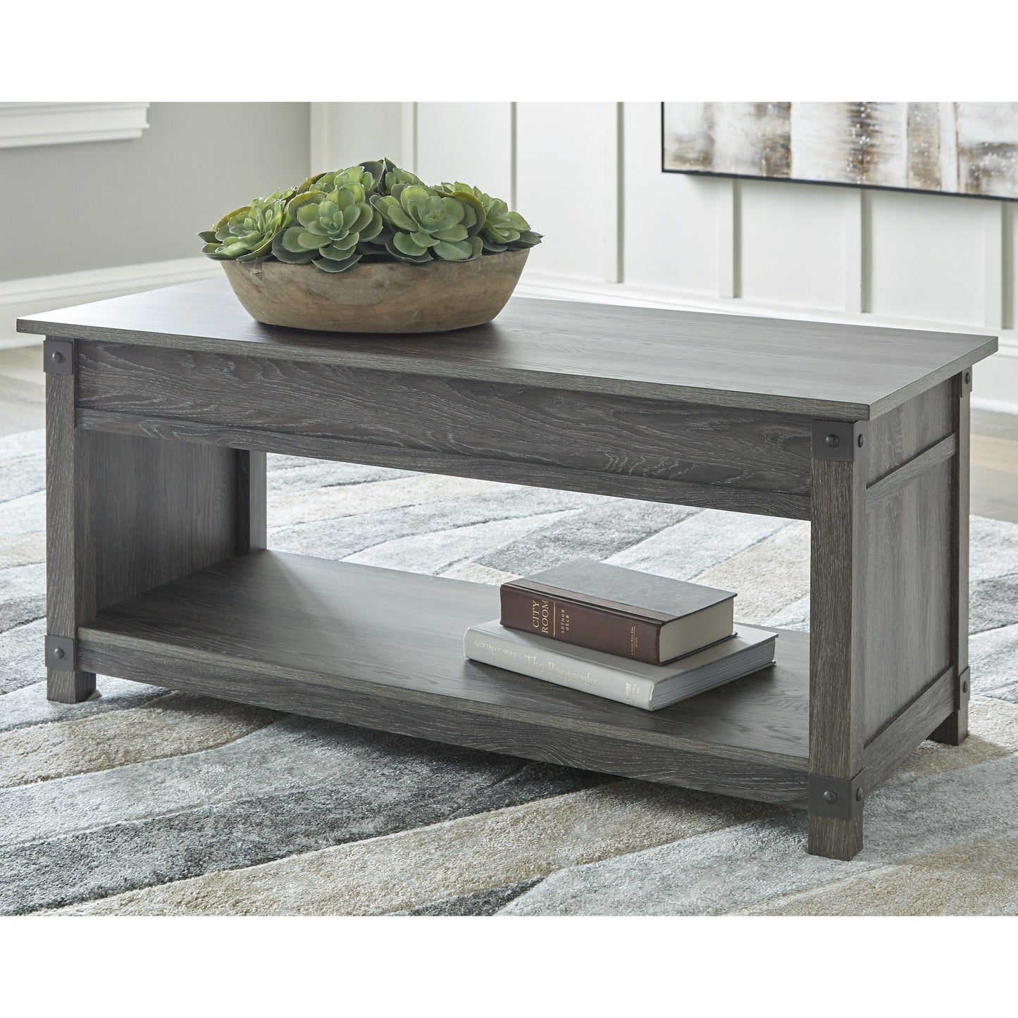 Freedan - Grayish Brown - Rect Lift Top Cocktail Table