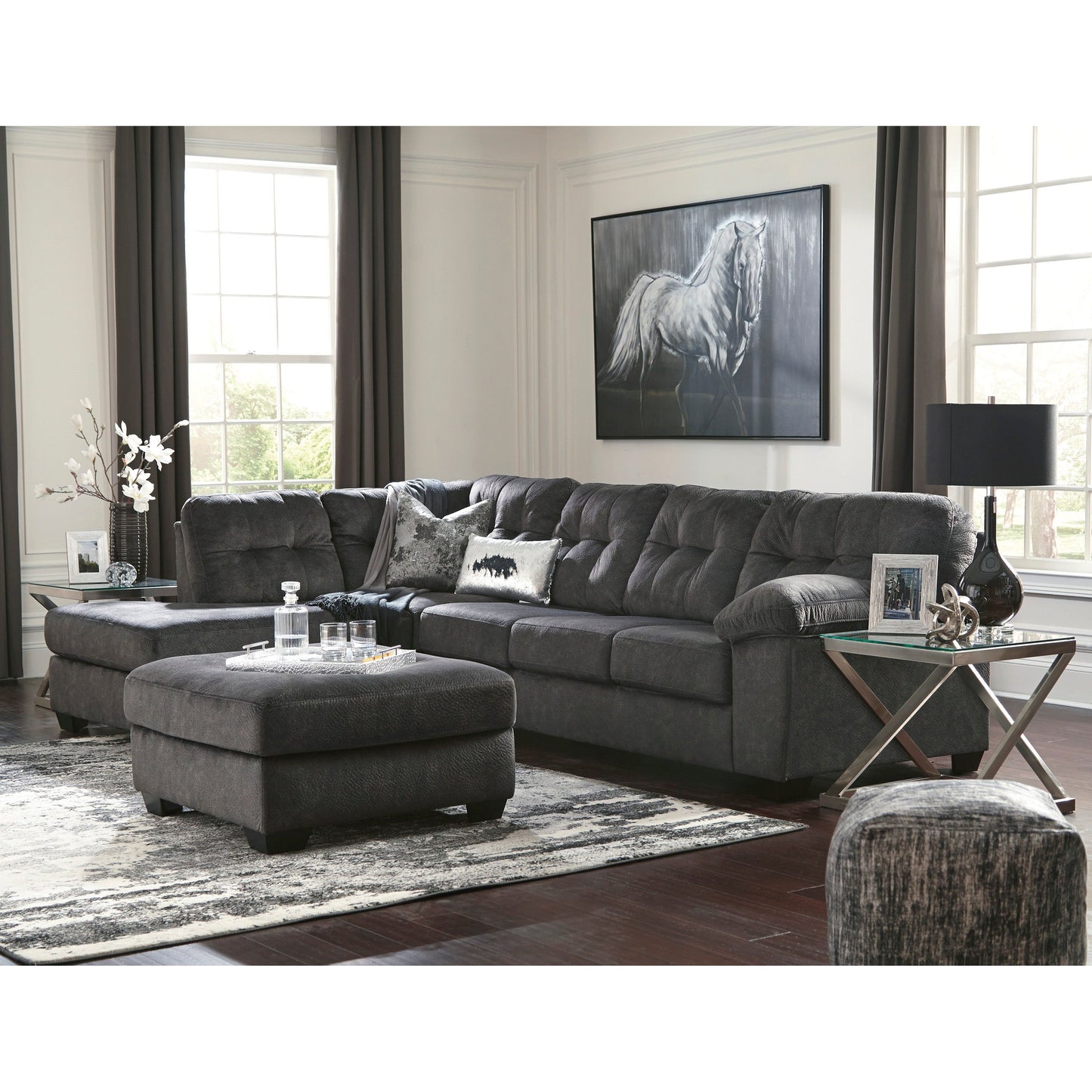 ACCRINGTON OVERSIZED OTTOMAN -GRANITE