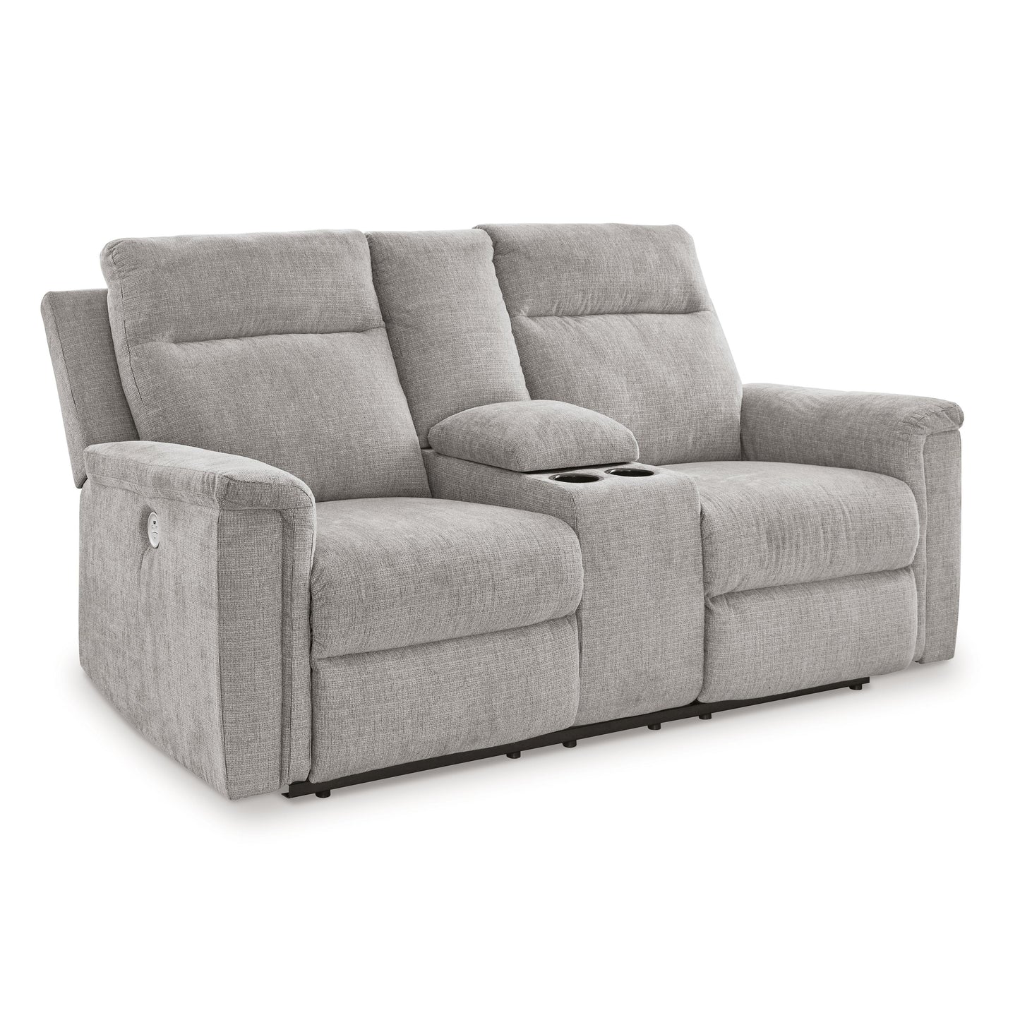 Barnsana - Ash - Dbl Power Reclining Loveseat With Console - Fabric
