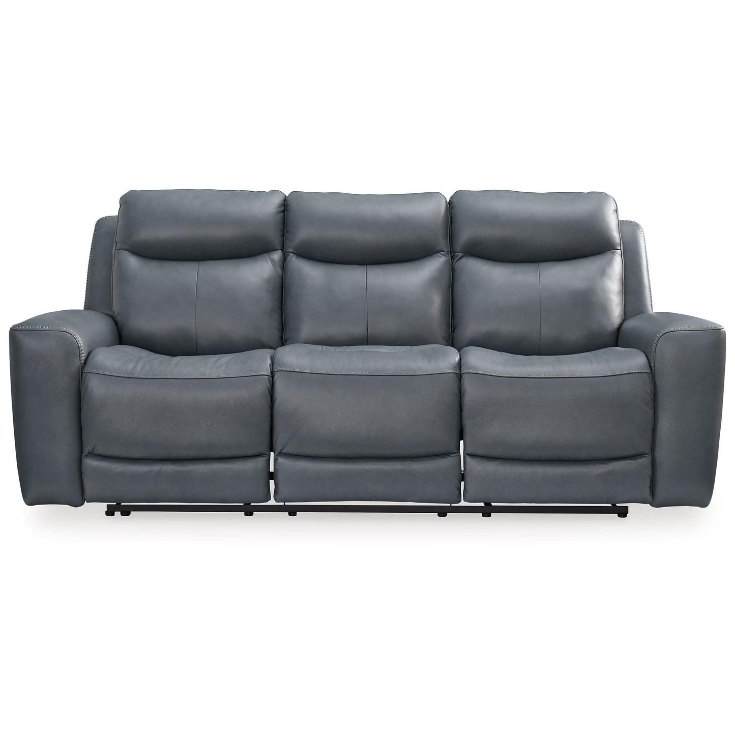 Mindanao - Steel - Pwr Reclining Sofa With Adj Headrest - Leather Match
