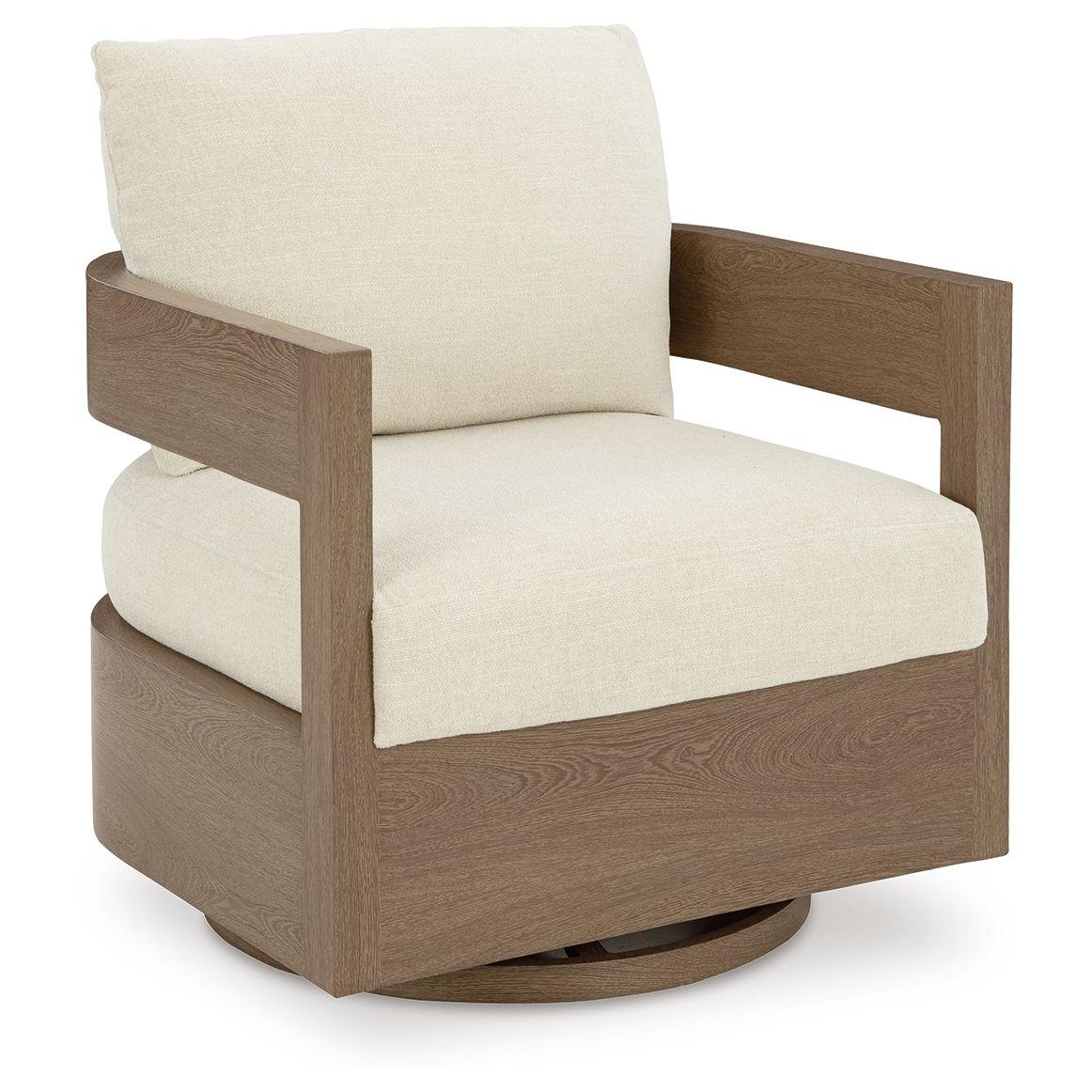 Serene Bay - Dark Brown / White - Swivel Glider Chair With Cushion
