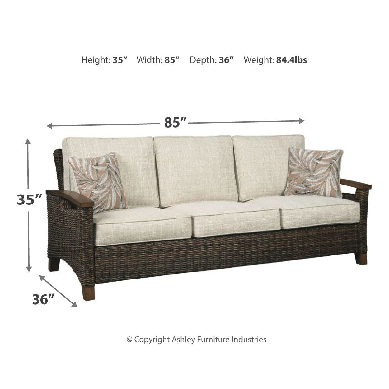 Paradise - Medium Brown - Sofa With Cushion